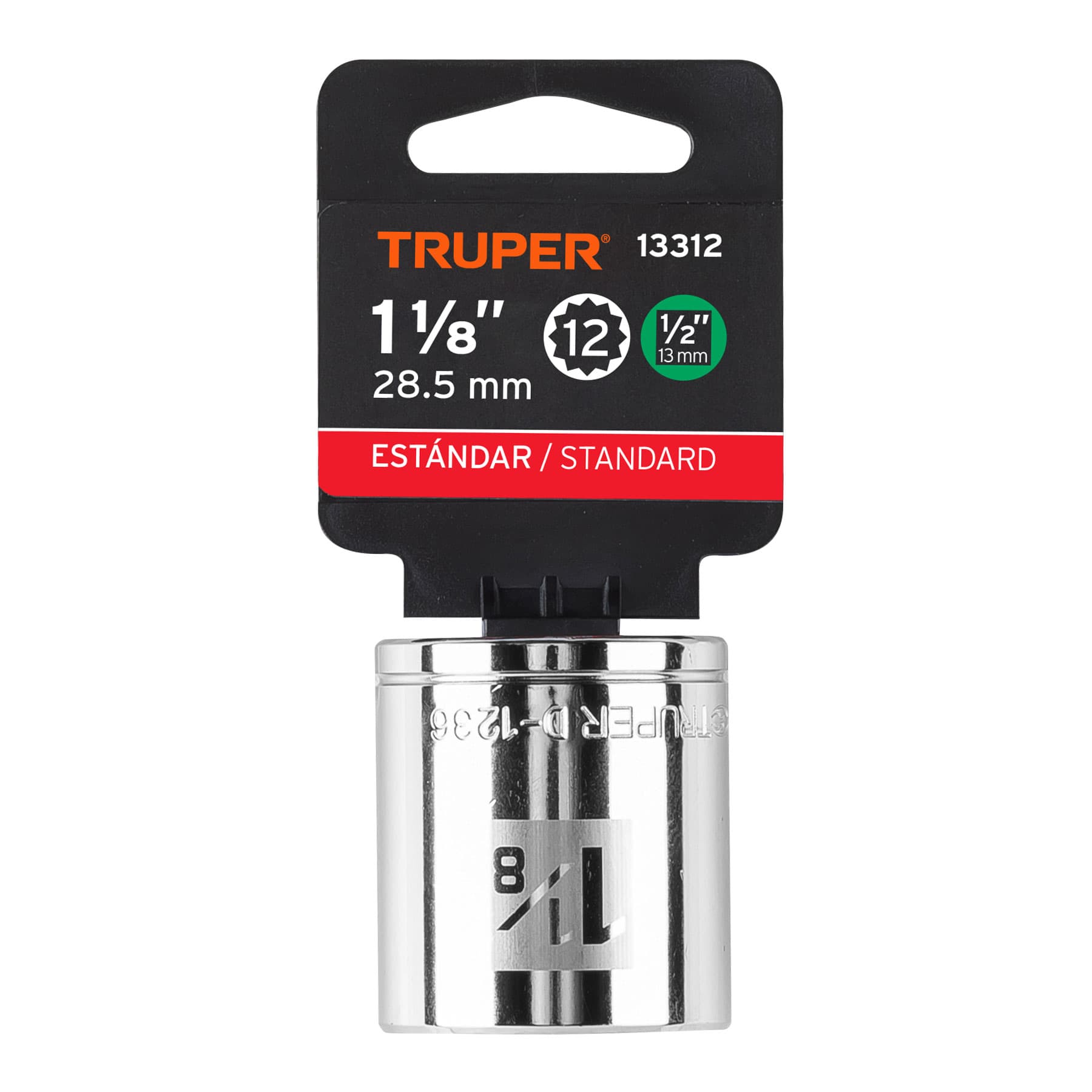 Dado de 12 puntas, cuadro 1/2" de 1-1/8"