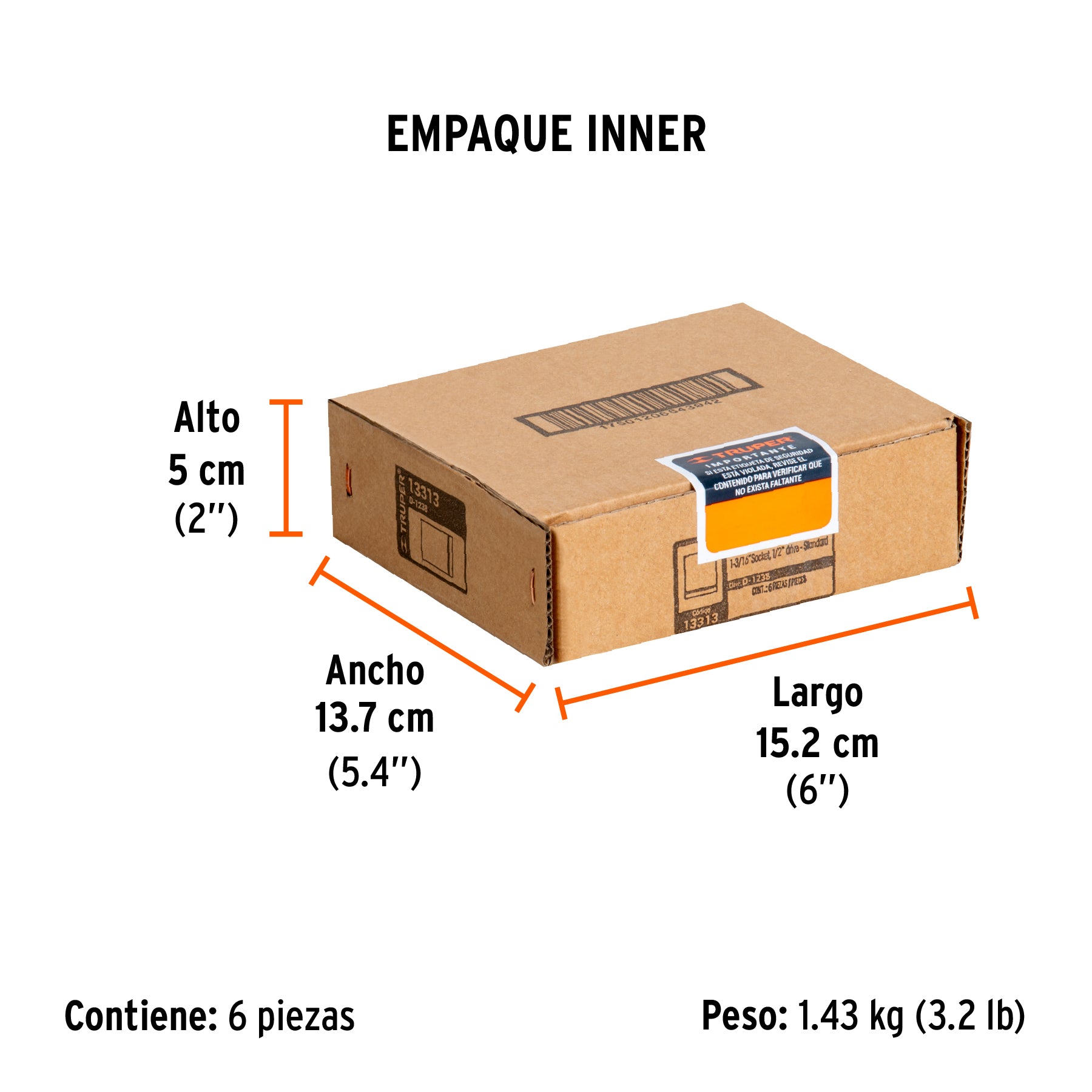 Dado de 12 puntas, cuadro 1/2" de 1-3/16"