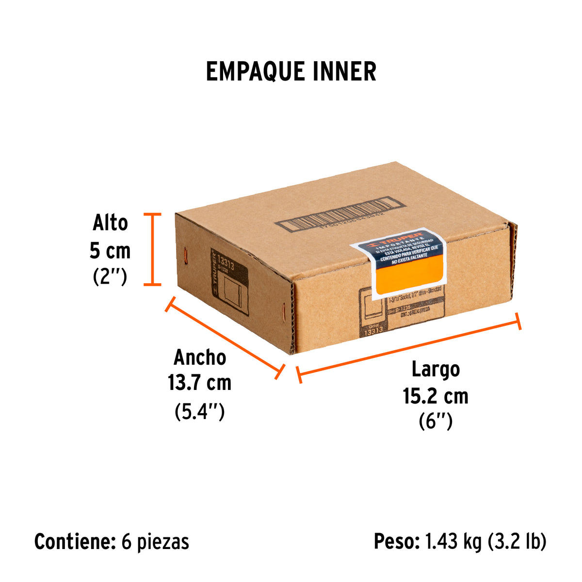 Dado de 12 puntas, cuadro 1/2" de 1-3/16"