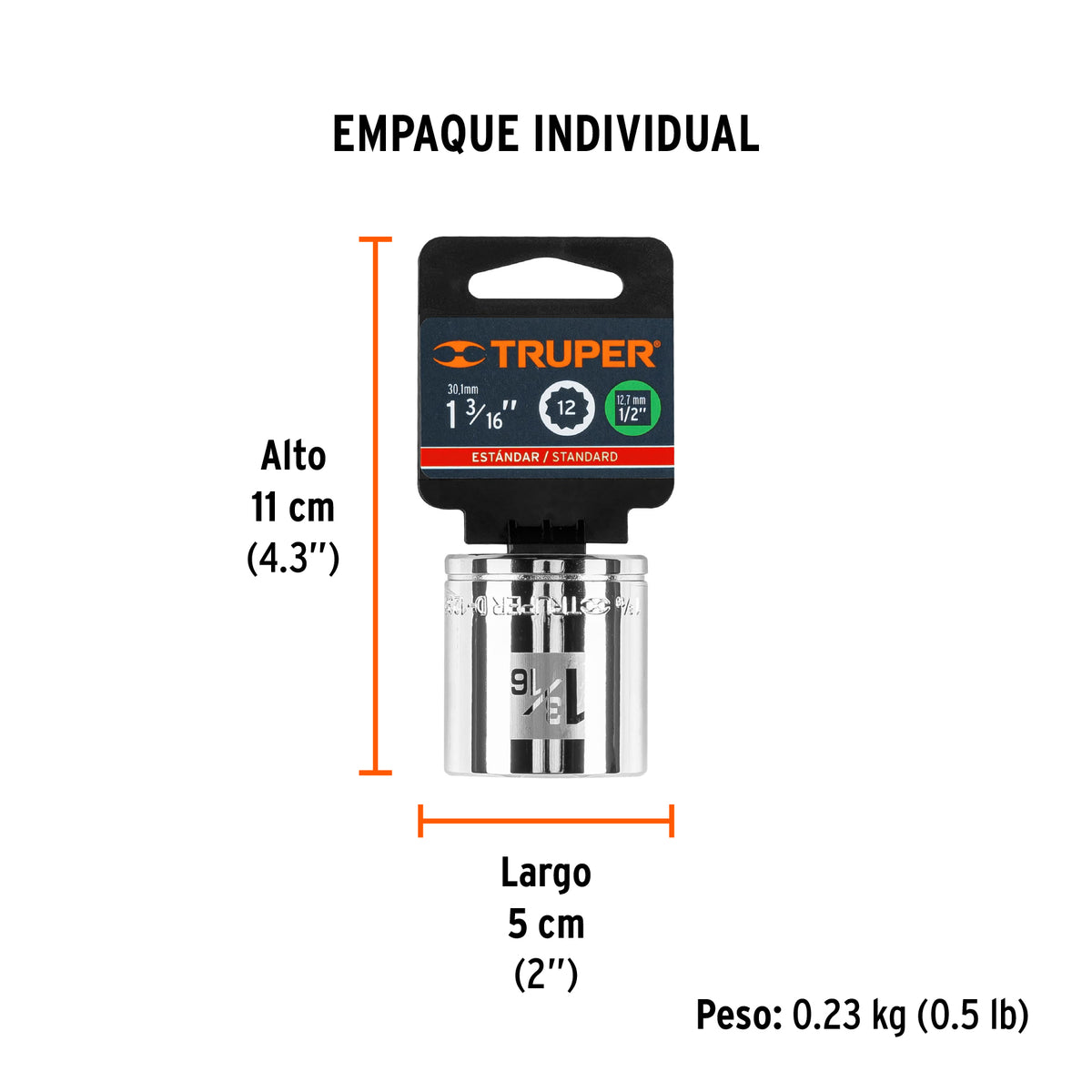Dado de 12 puntas, cuadro 1/2" de 1-3/16"