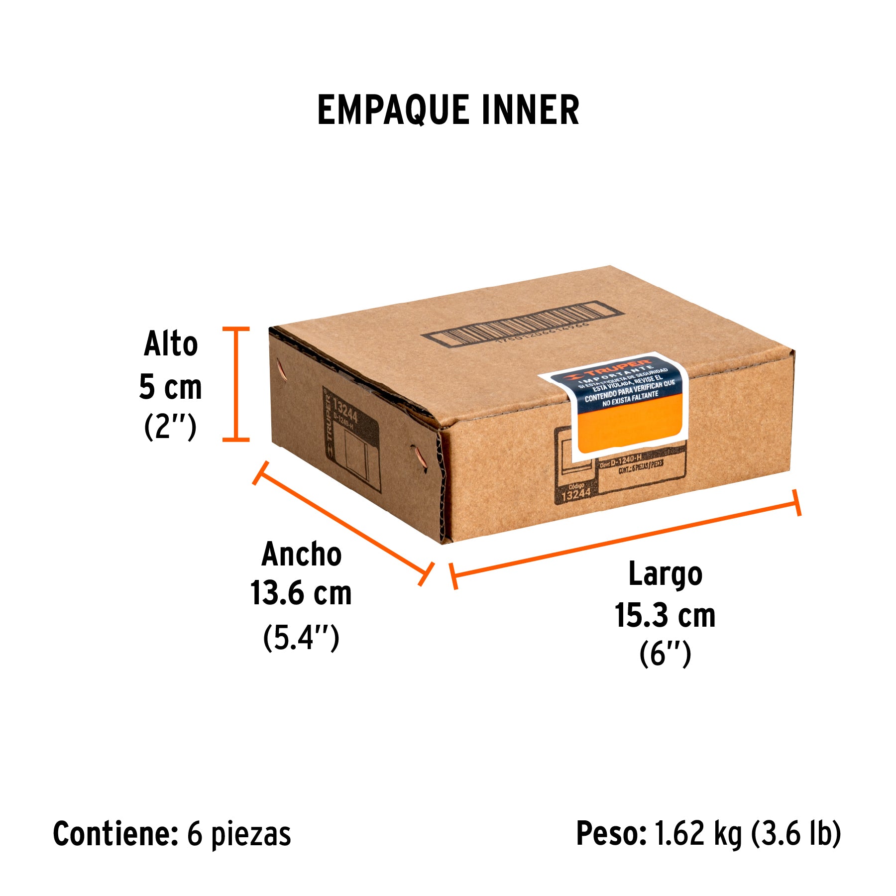 Dado de 6 puntas, cuadro 1/2" de 1-1/4"