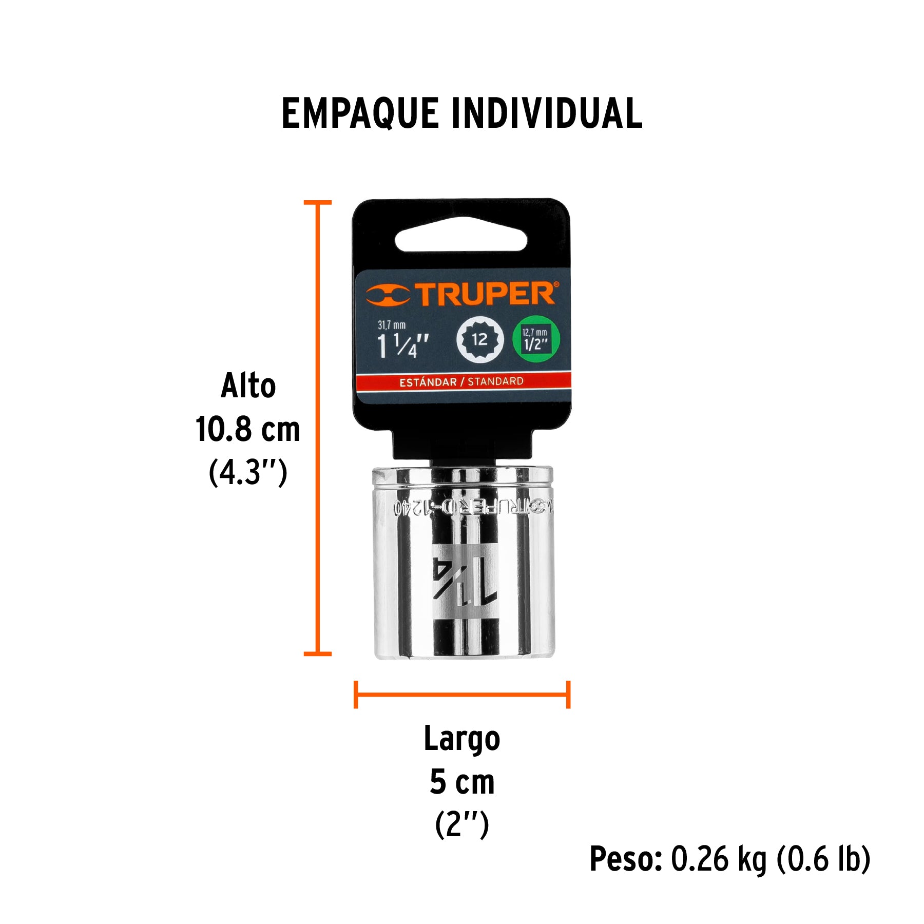 Dado de 12 puntas, cuadro 1/2" de 1-1/4"
