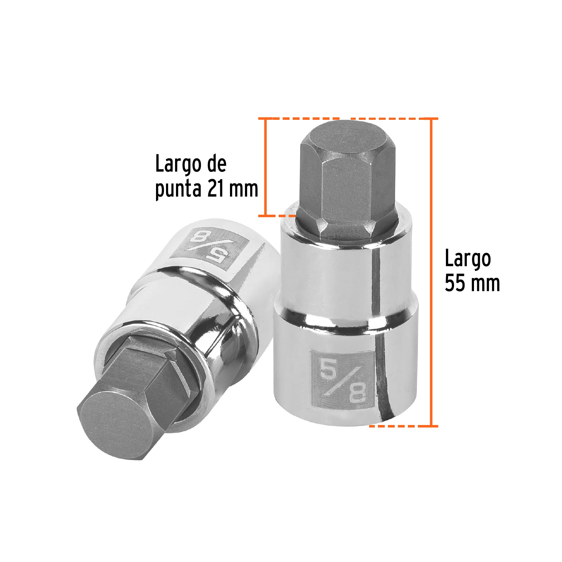 Dados de punta hexagonal, cuadro 1/2" de 5/8"