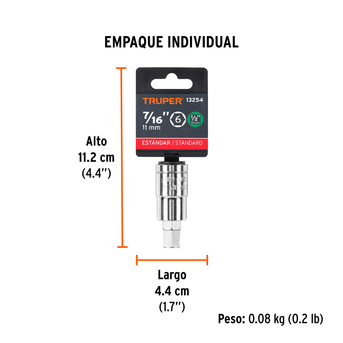 Dados de punta hexagonal, cuadro 1/2" de 7/16"