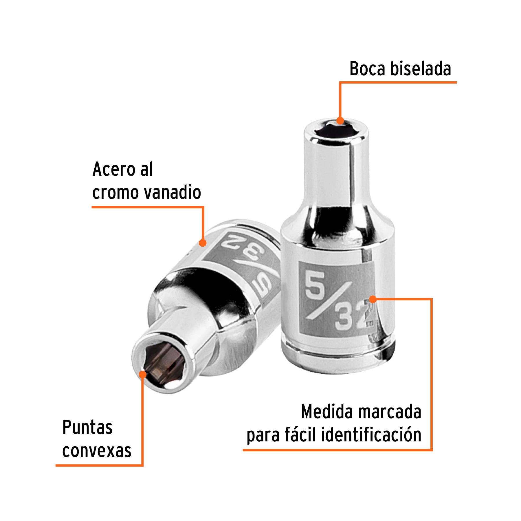 Dado de 6 puntas, cuadro 1/4" de 5/32"