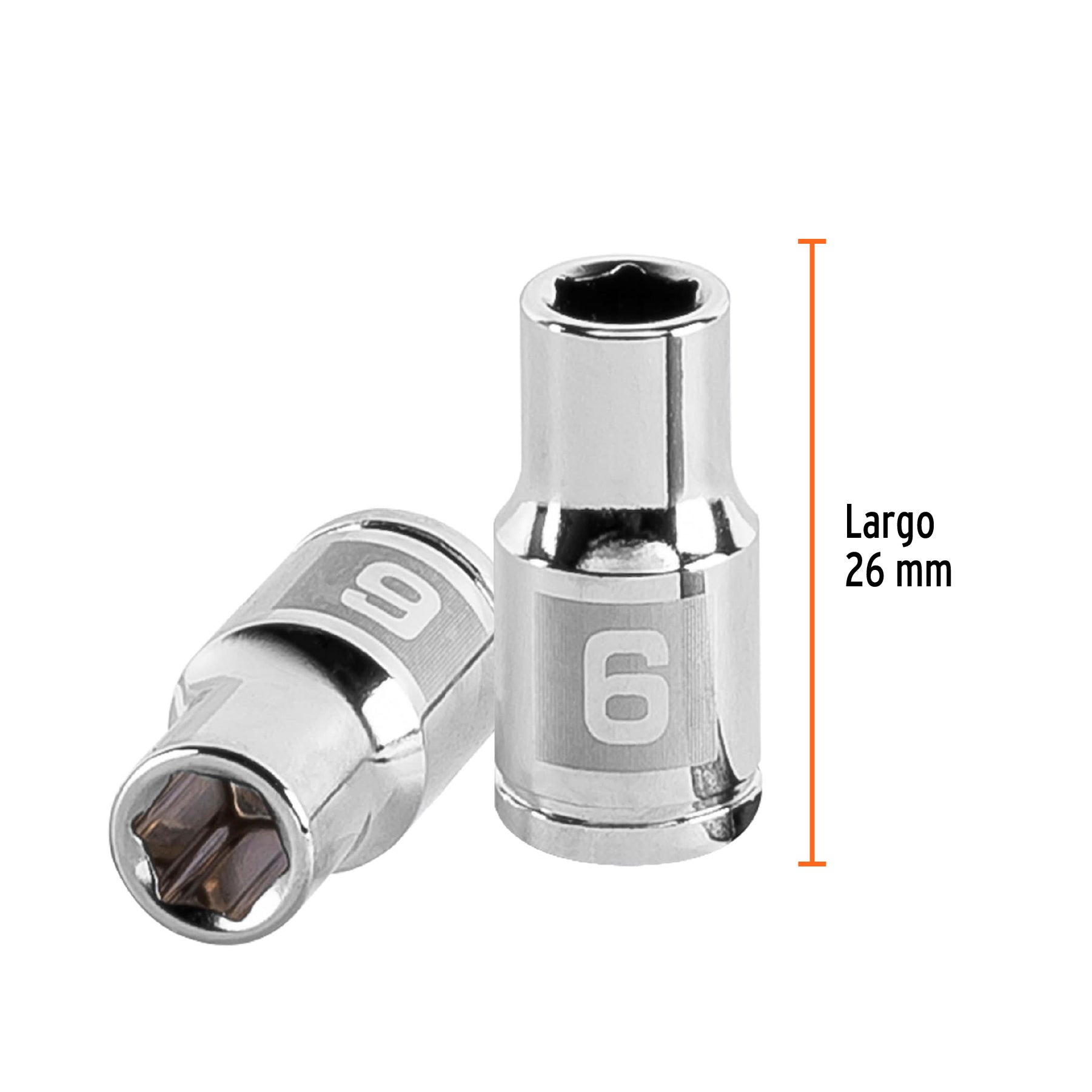 Dado de 6 puntas, cuadro 1/4" de 6mm
