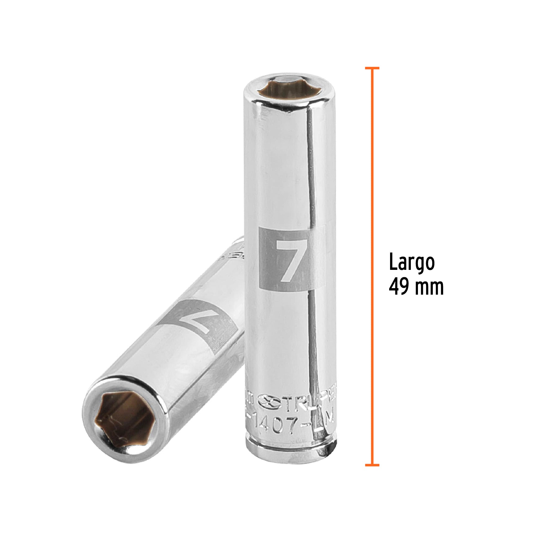 Dado de 6 puntas, largo, cuadro 1/4" de 7mm