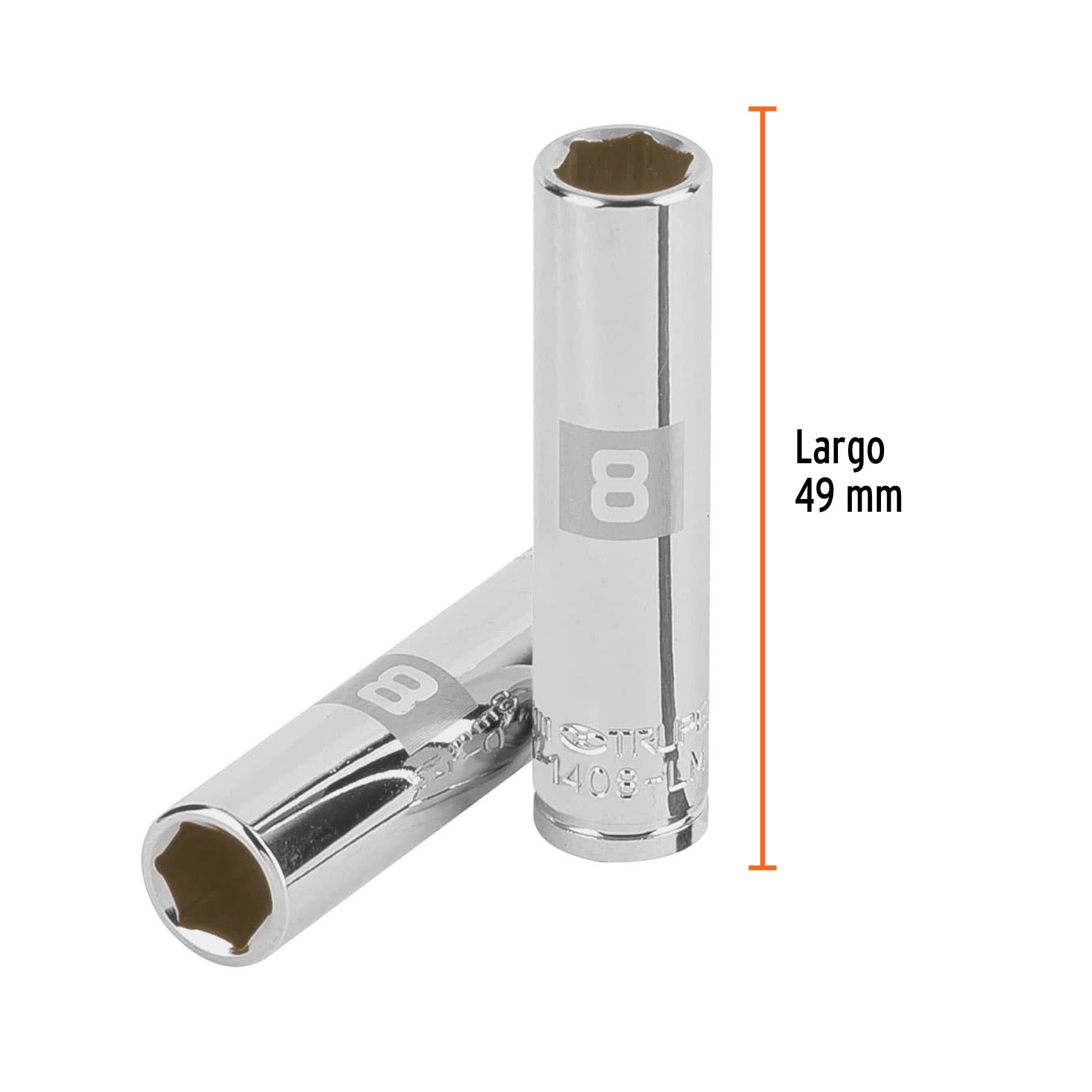 Dado de 6 puntas, largo, cuadro 1/4" de 8mm