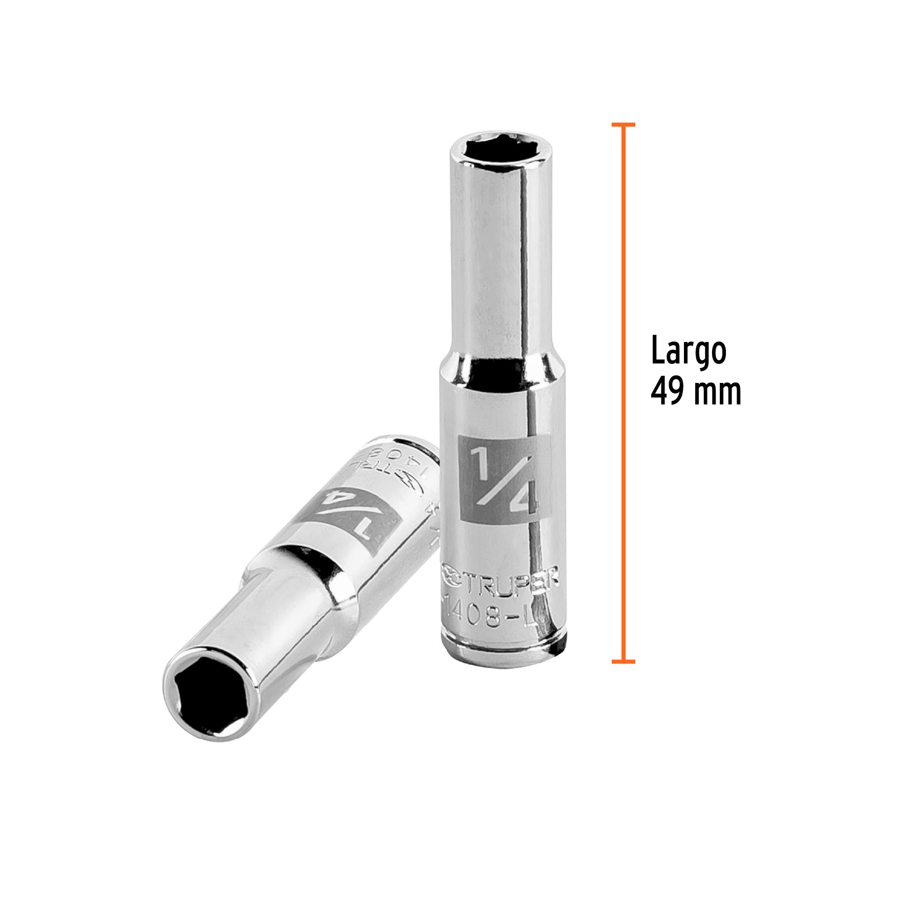 Dado de 6 puntas, largo, cuadro 1/4" de 1/4"