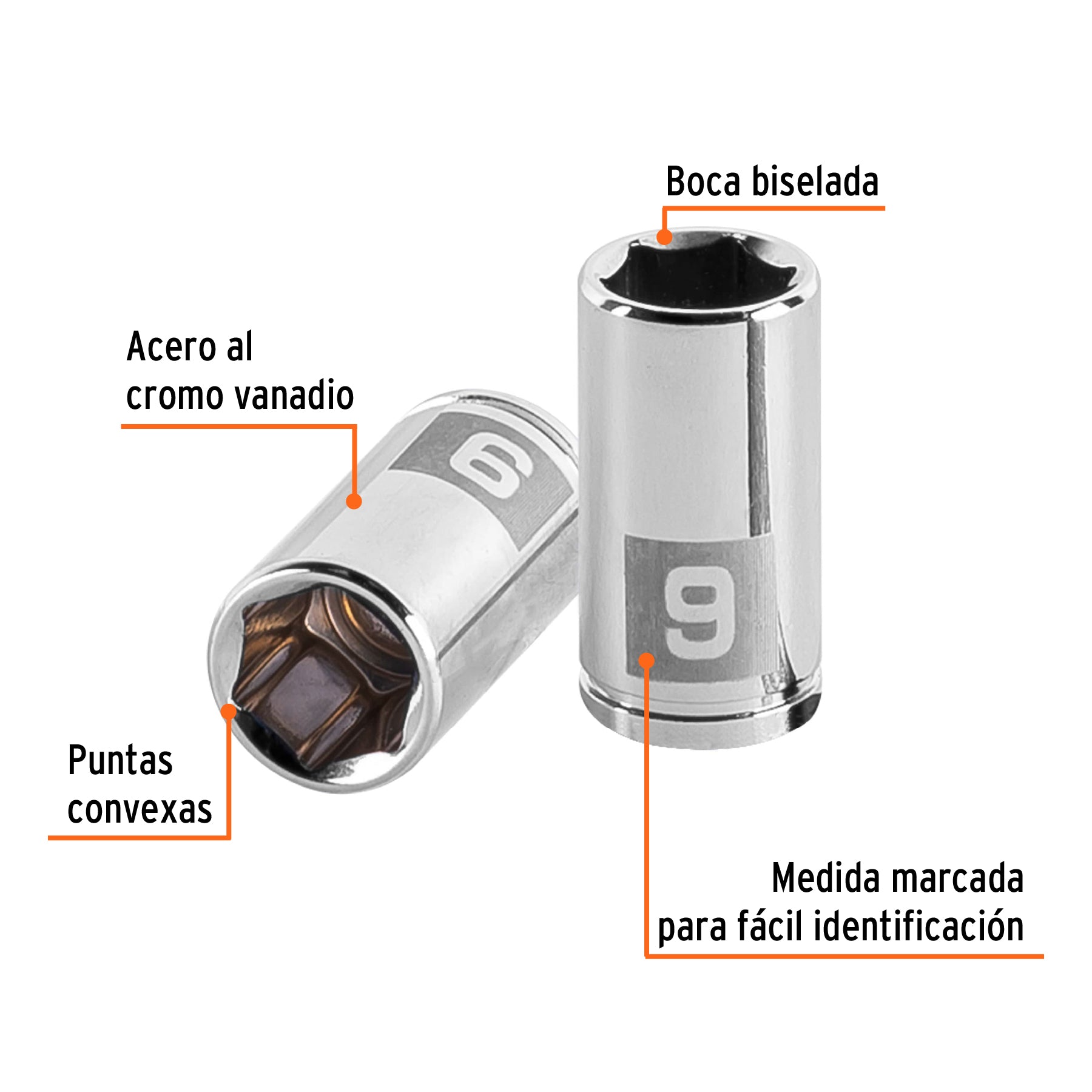 Dado de 6 puntas, cuadro 1/4" de 9mm