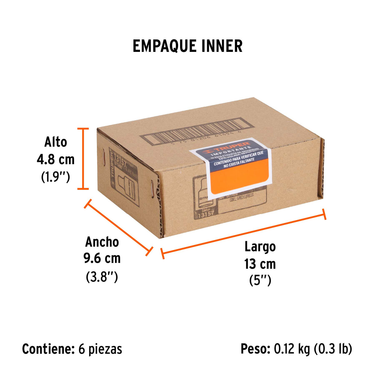 Dado de 6 puntas, cuadro 1/4" de 9/32"