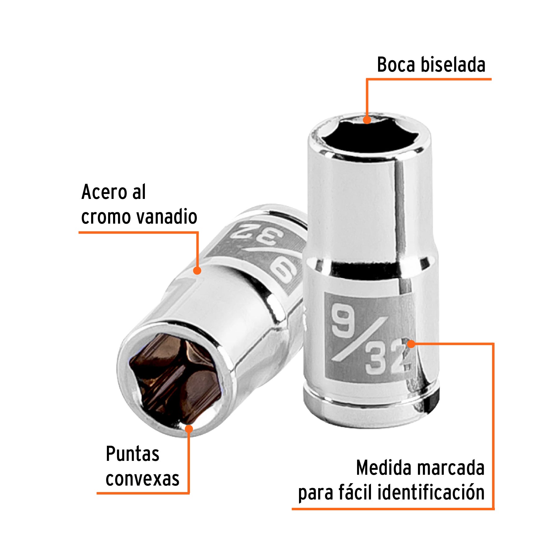 Dado de 6 puntas, cuadro 1/4" de 9/32"