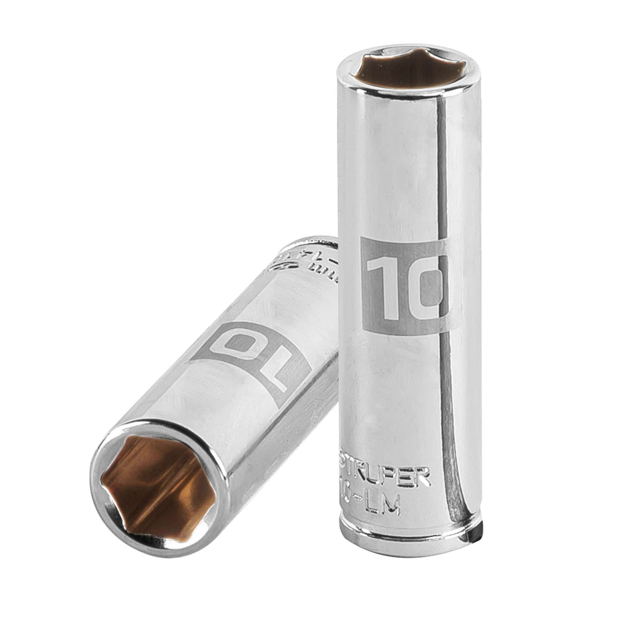Dado de 6 puntas, largo, cuadro 1/4" de 10mm