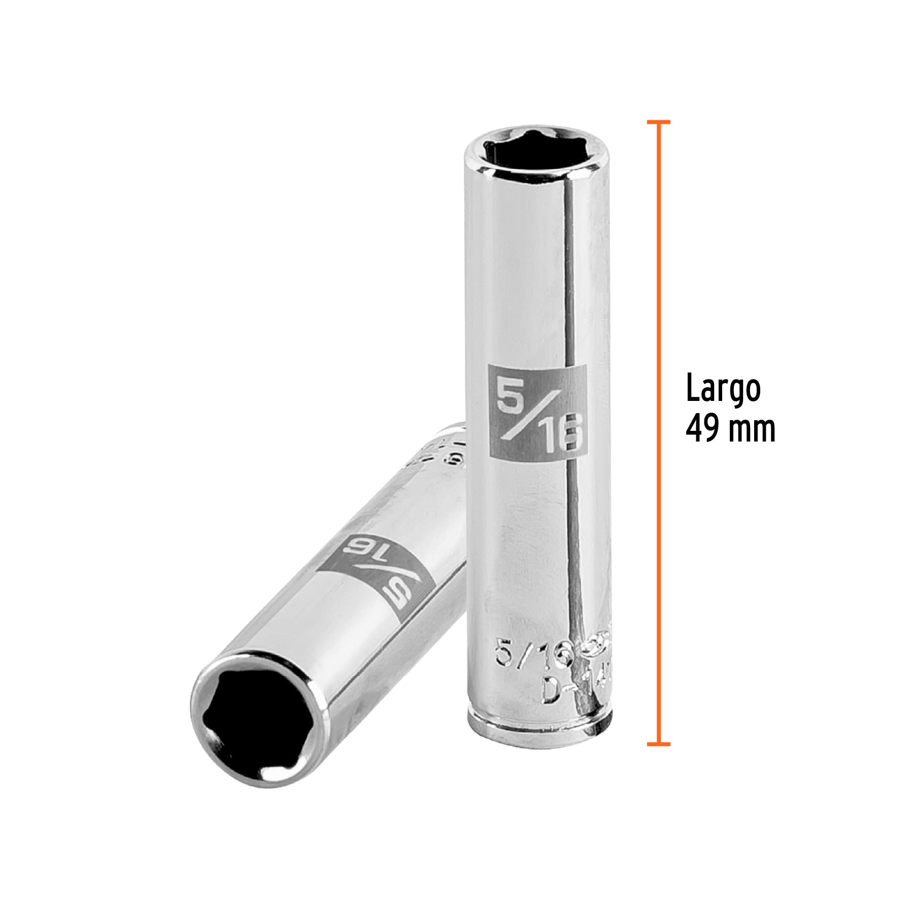 Dado de 6 puntas, largo, cuadro 1/4" de 5/16"