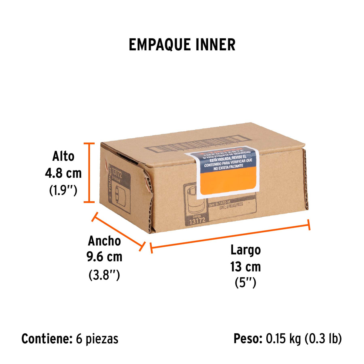Dado de 6 puntas, cuadro 1/4" de 10mm