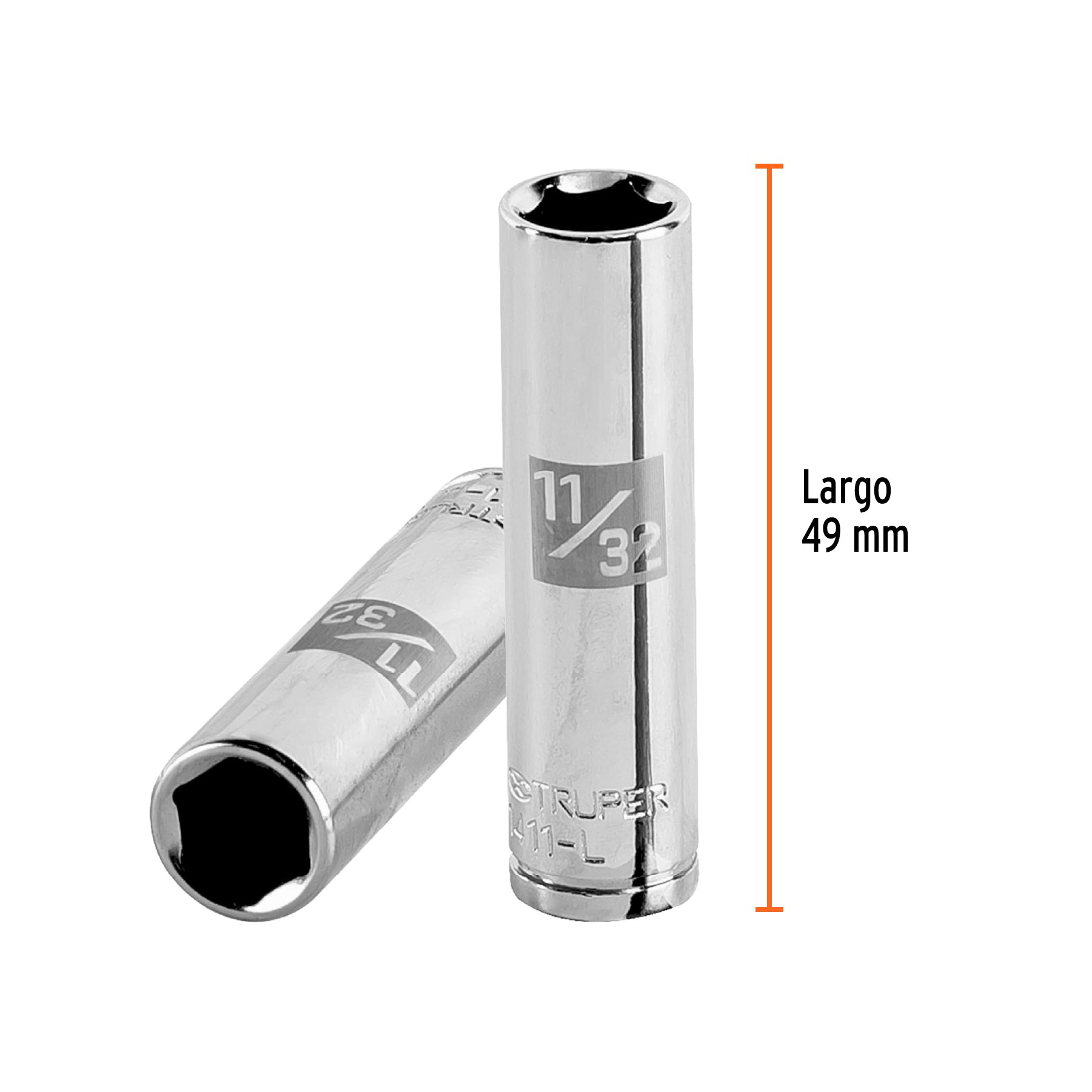 Dado de 6 puntas, largo, cuadro 1/4" de 11/32"