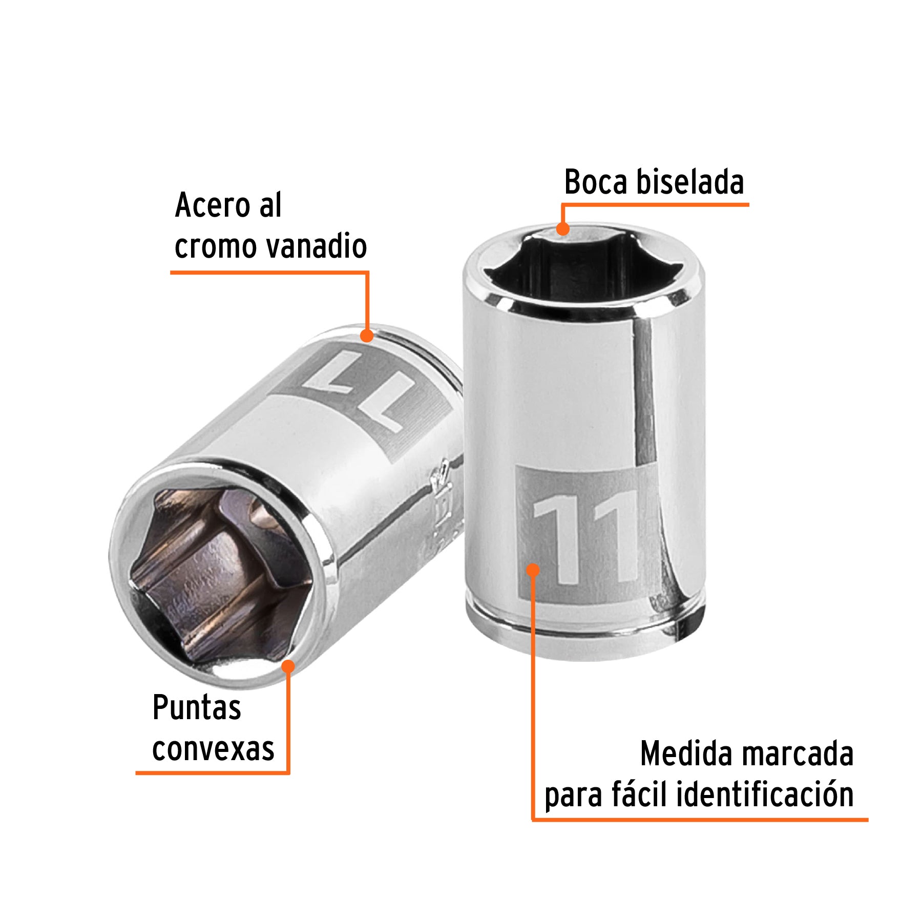 Dado de 6 puntas, cuadro 1/4" de 11mm