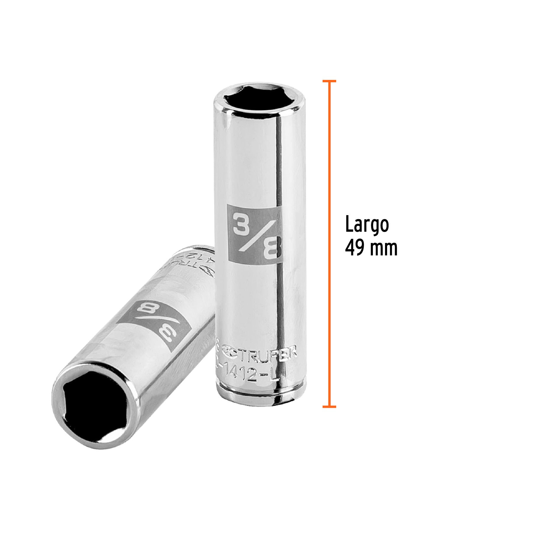 Dado de 6 puntas, largo, cuadro 1/4" de 3/8"