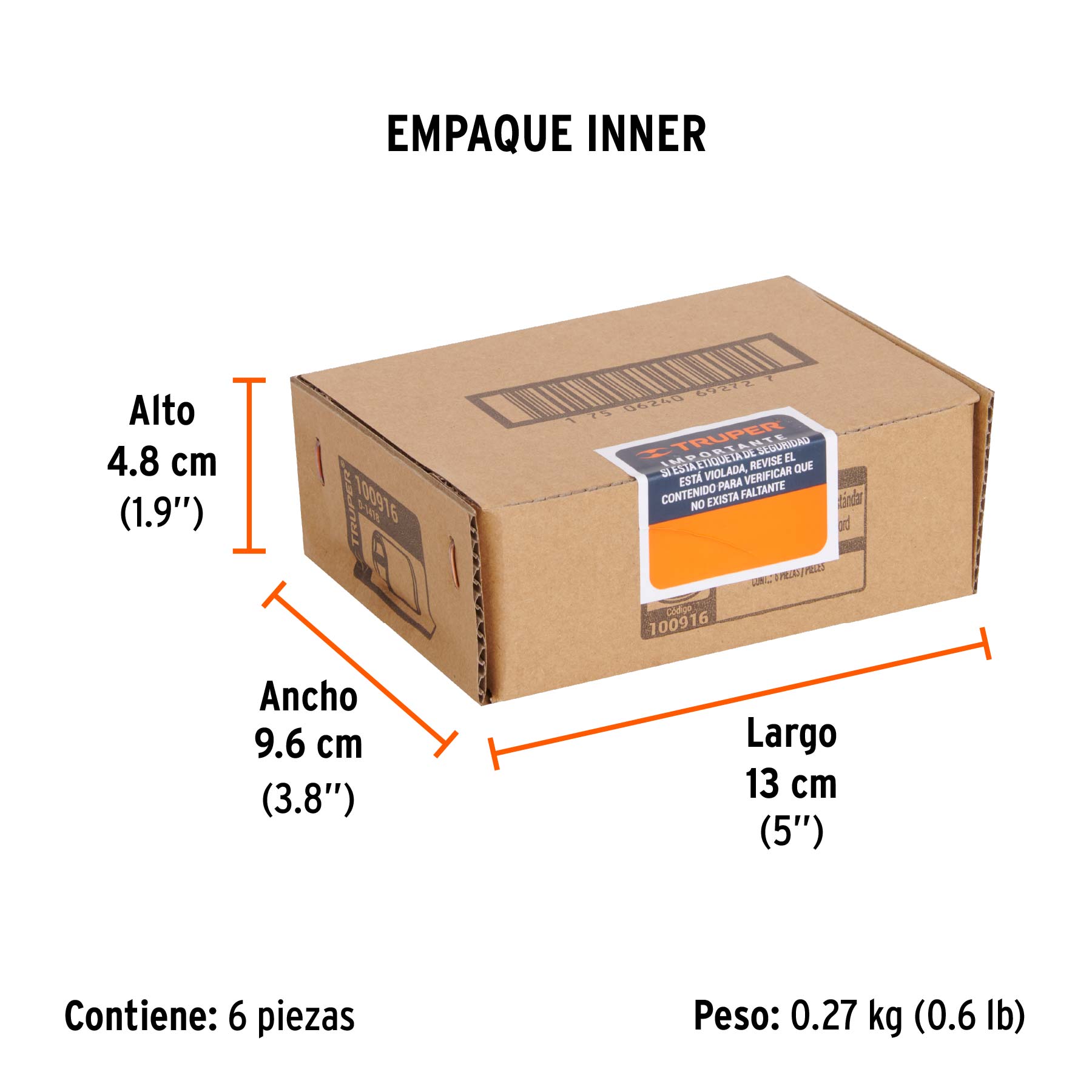 Dado de 9/16', 6 puntas, cuadro 1/4', Truper