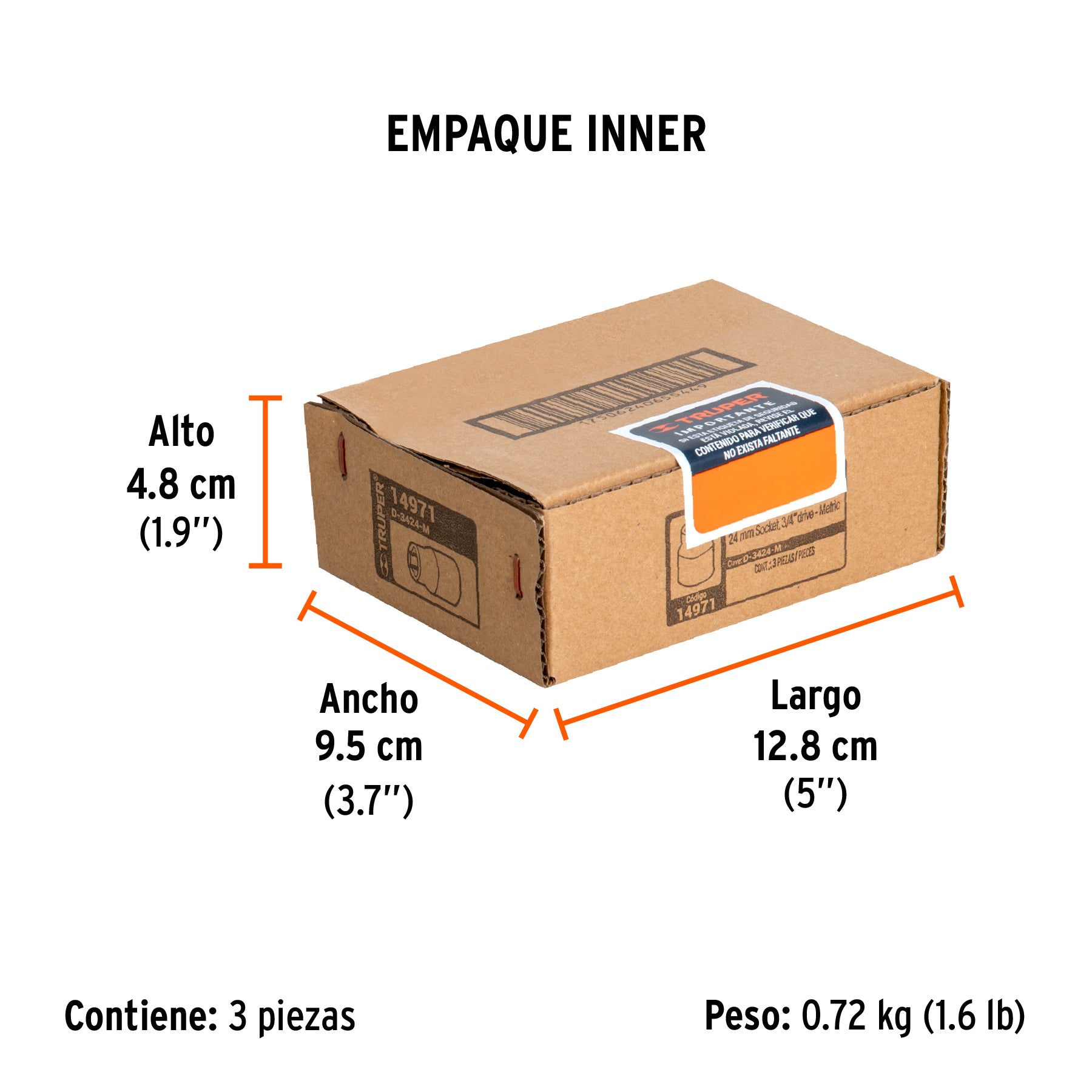 Dado de 6 puntas, cuadro 3/4" de 24mm