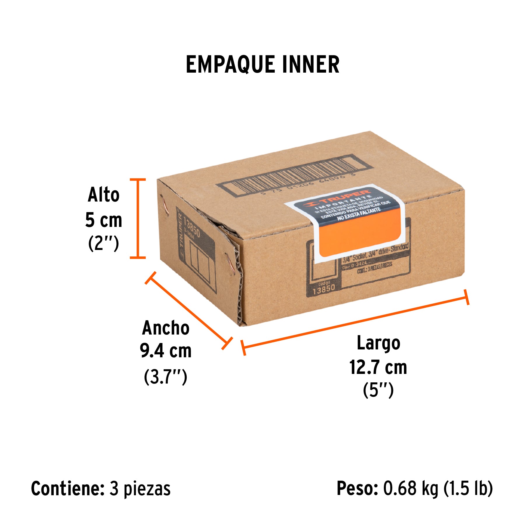 Dado de 12 puntas, cuadro 3/4" de 3/4"
