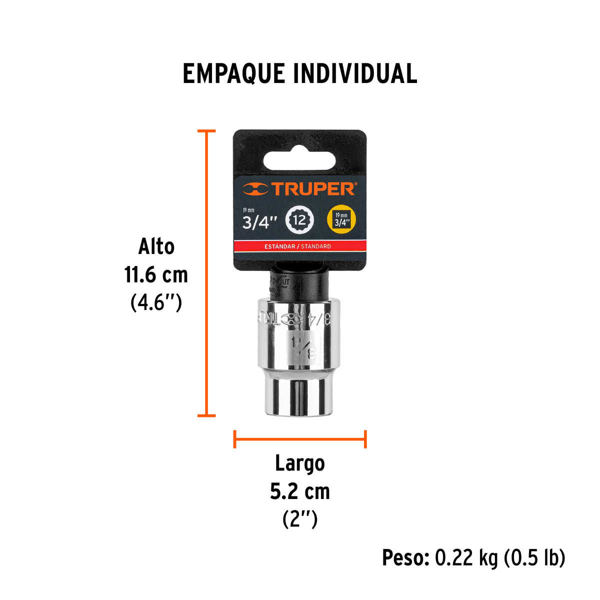 Dado de 12 puntas, cuadro 3/4" de 3/4"