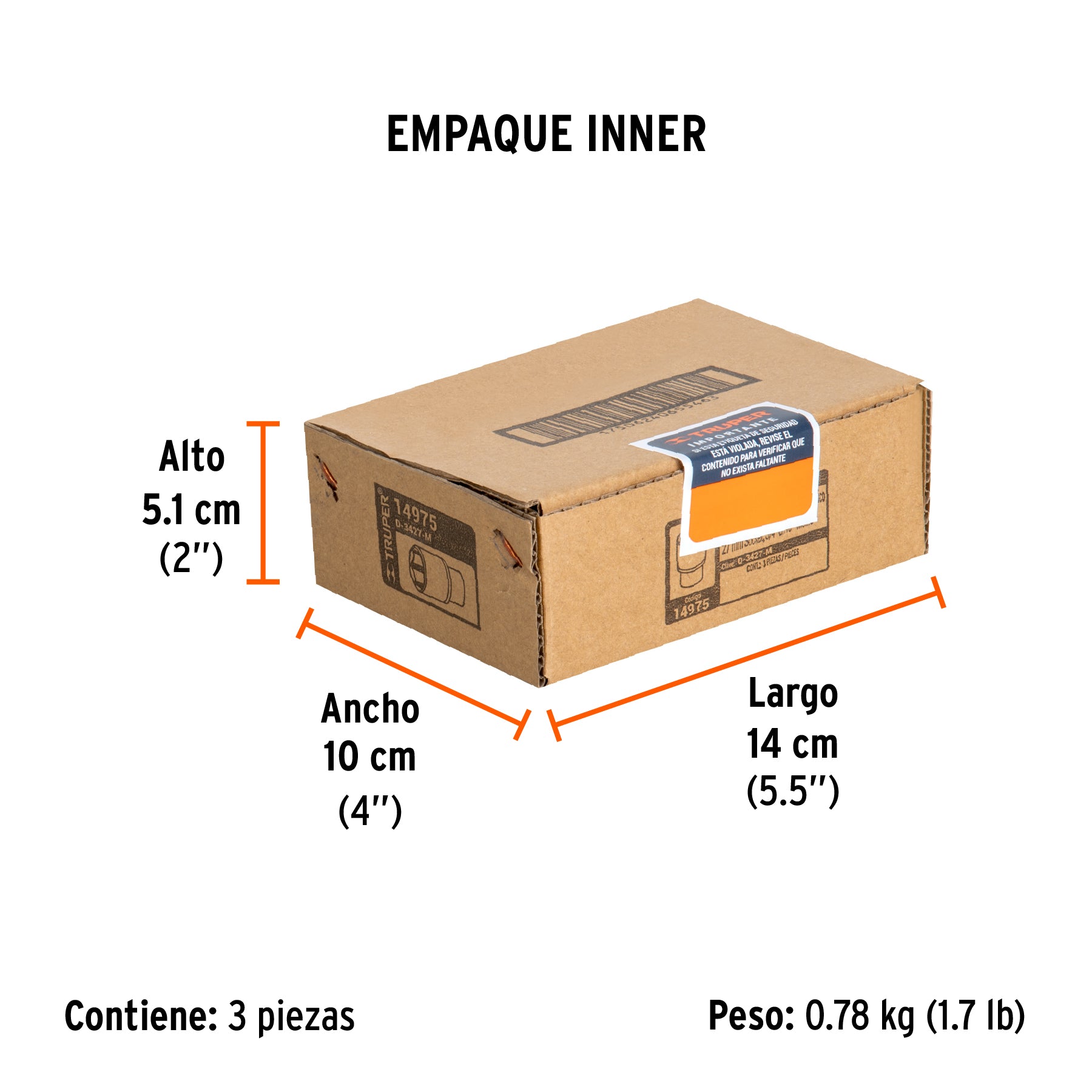 Dado de 6 puntas, cuadro 3/4" de 27mm