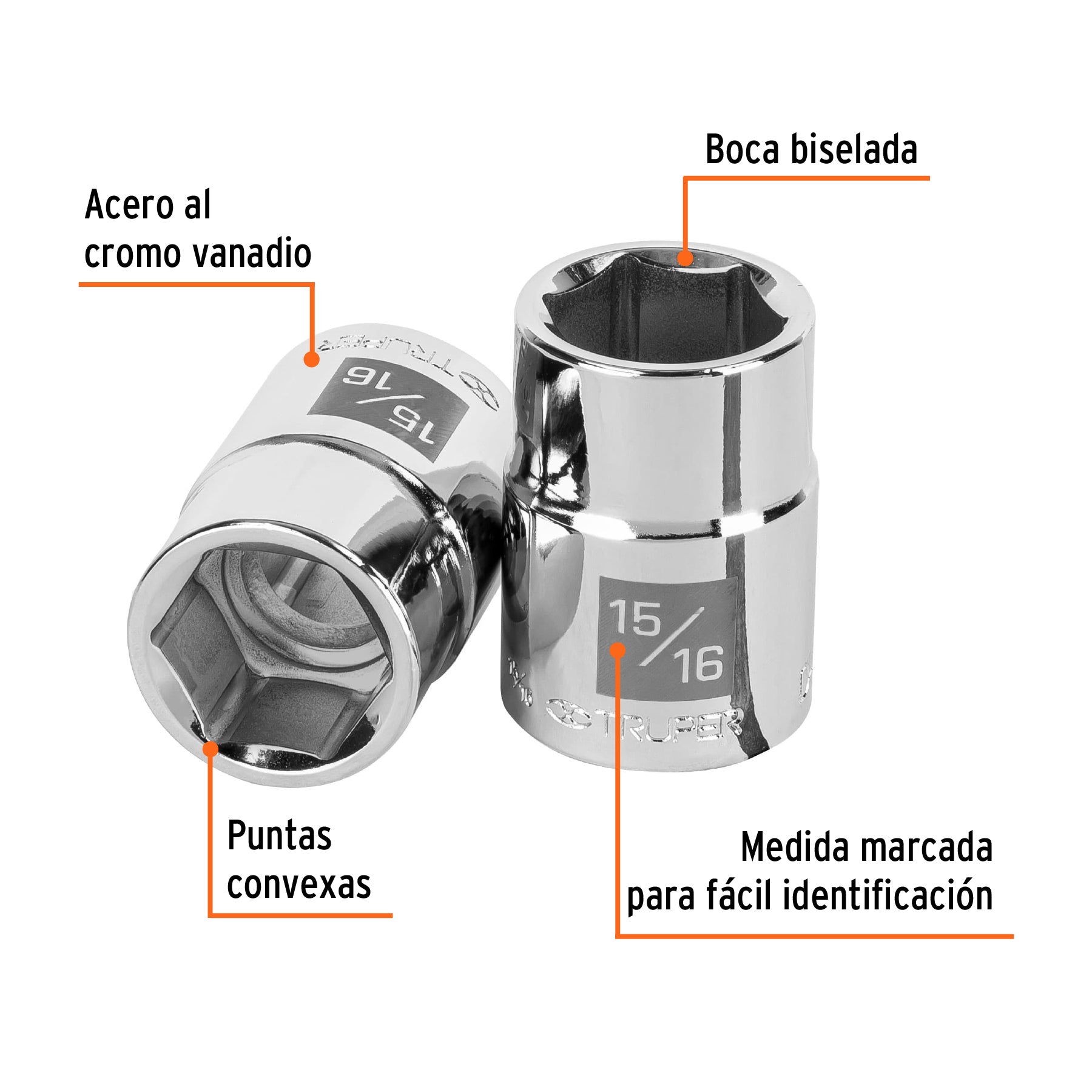 Dado de 6 puntas, cuadro 3/4" de 15/16"