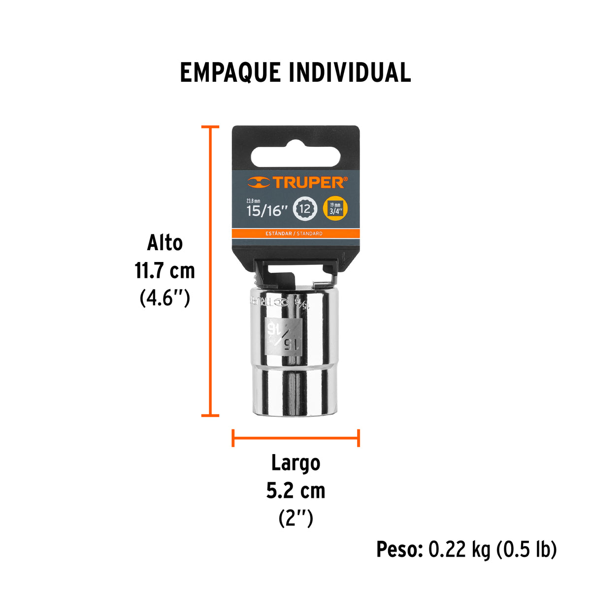 Dado de 12 puntas, cuadro 3/4" de 15/16"