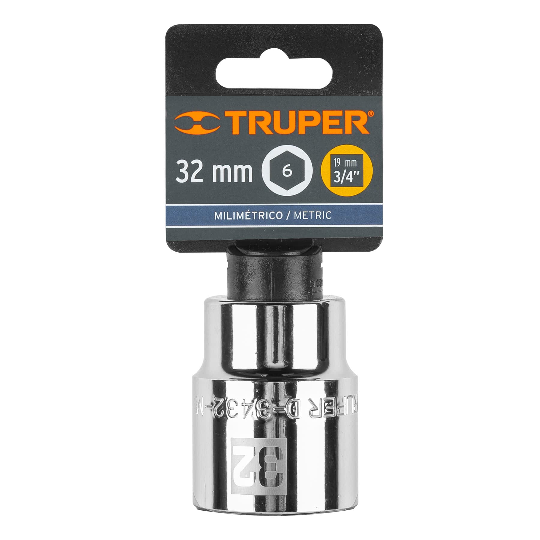Dado de 6 puntas, cuadro 3/4" de 32mm