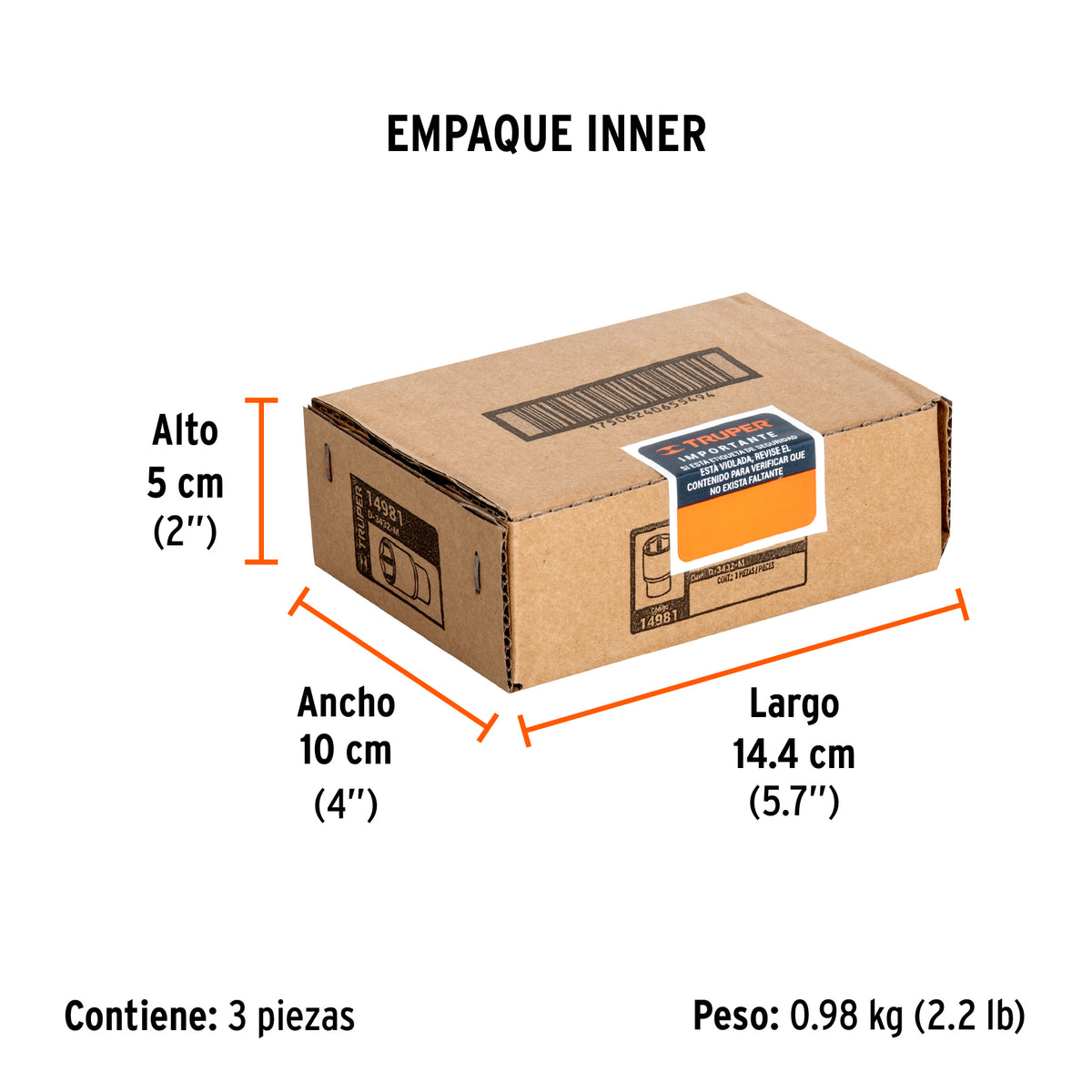 Dado de 6 puntas, cuadro 3/4" de 32mm
