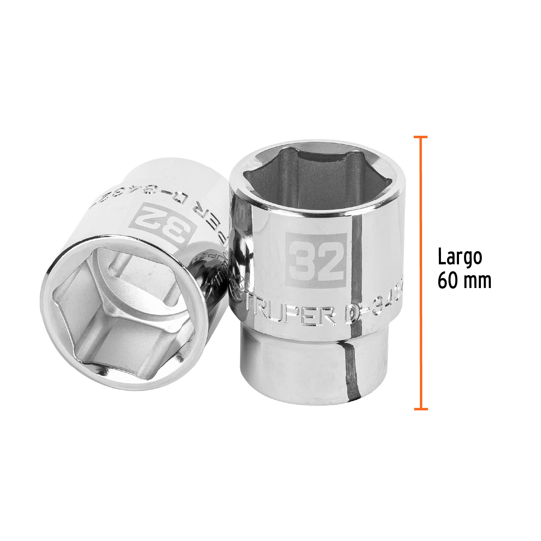 Dado de 6 puntas, cuadro 3/4" de 32mm