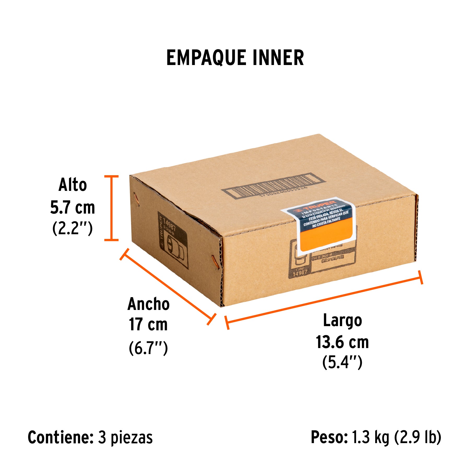 Dado de 6 puntas, cuadro 3/4" de 36mm