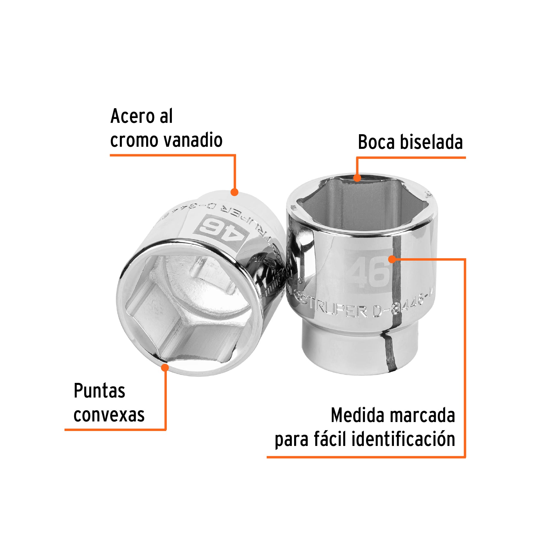 Dado de 6 puntas, cuadro 3/4" de 46mm