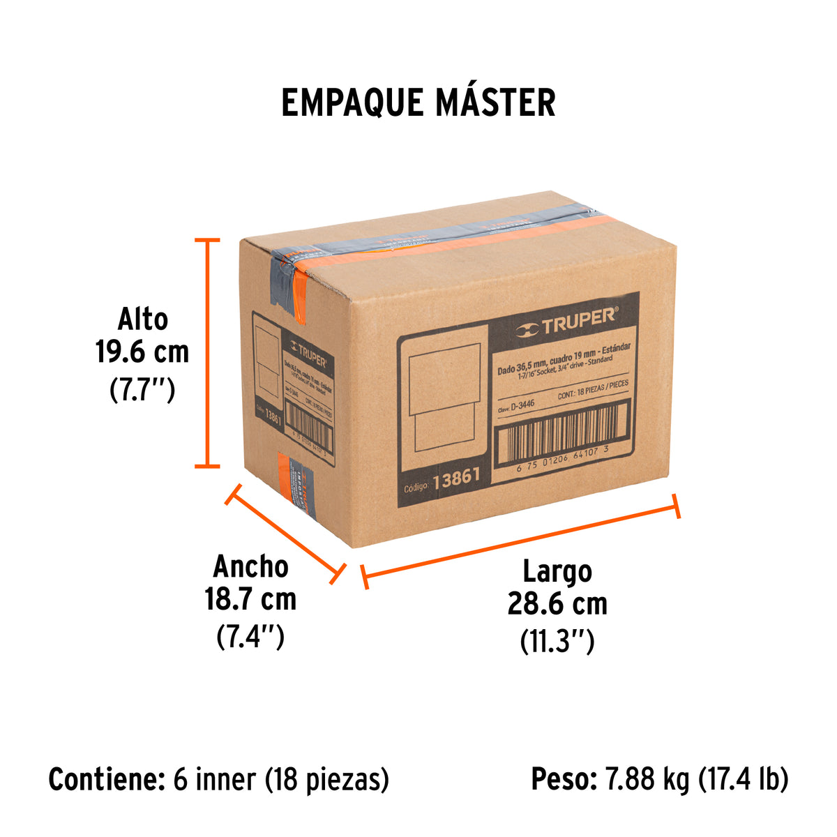 Dado de 12 puntas, cuadro 3/4" de 1-7/16"
