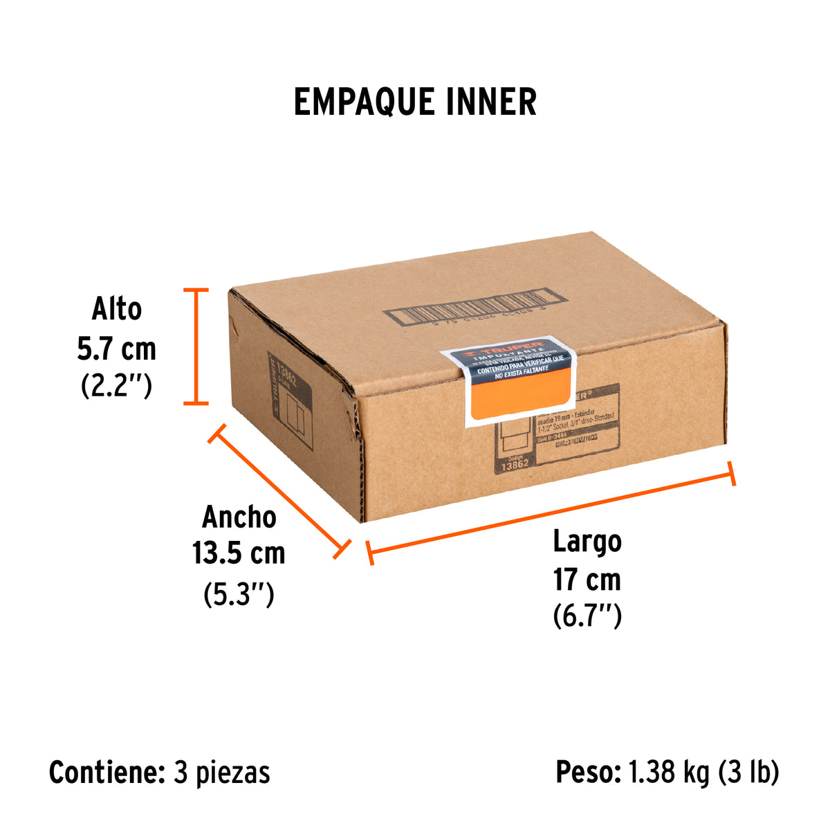 Dado de 12 puntas, cuadro 3/4" de 1-1/2"