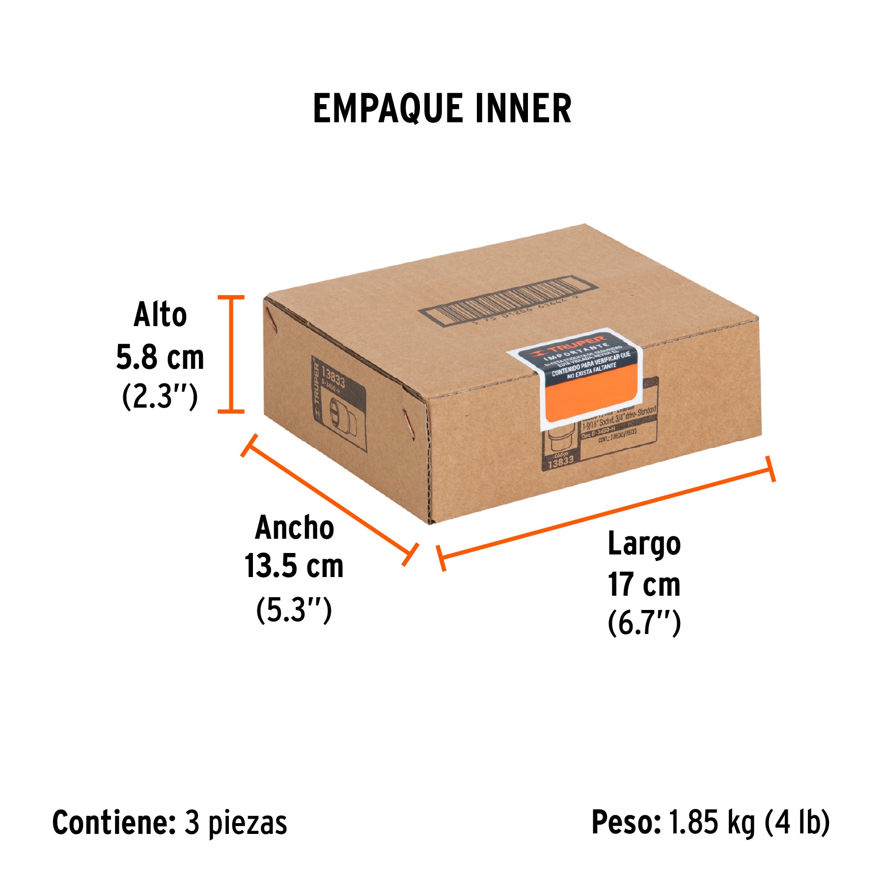 Dado de 6 puntas, cuadro 3/4" de 1-9/16"