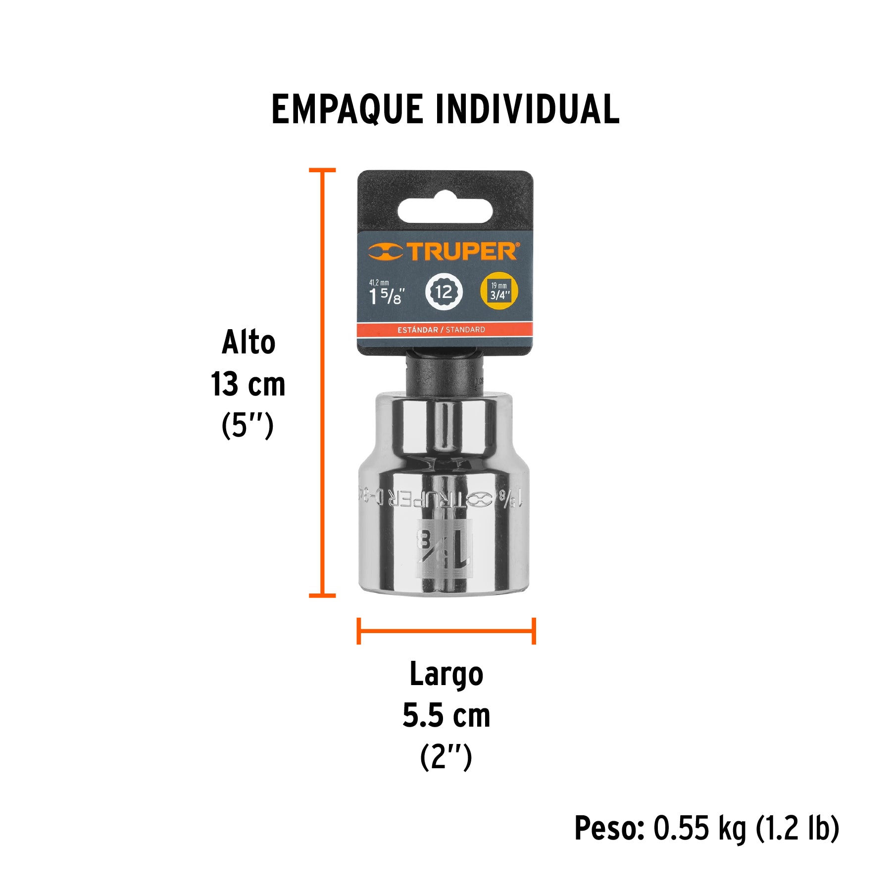 Dado de 12 puntas, cuadro 3/4" de 1-5/8"