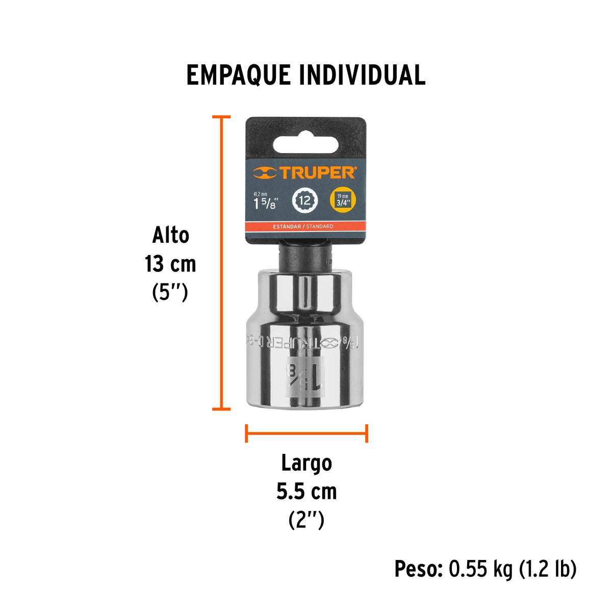 Dado de 12 puntas, cuadro 3/4" de 1-5/8"