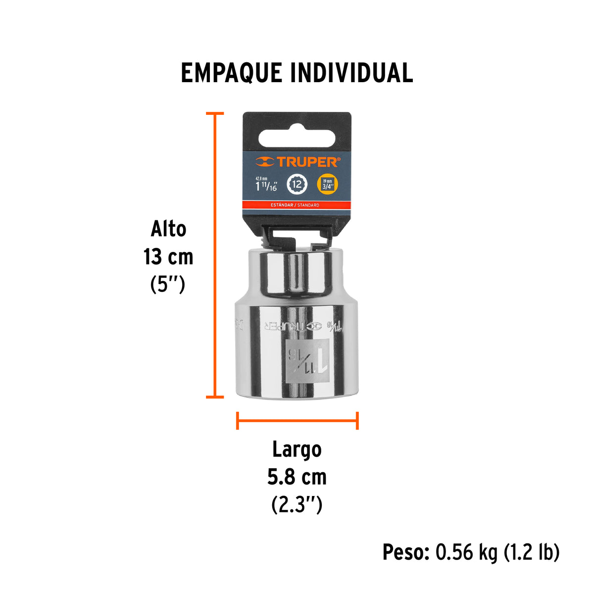 Dado de 12 puntas, cuadro 3/4" de 1-11/16"