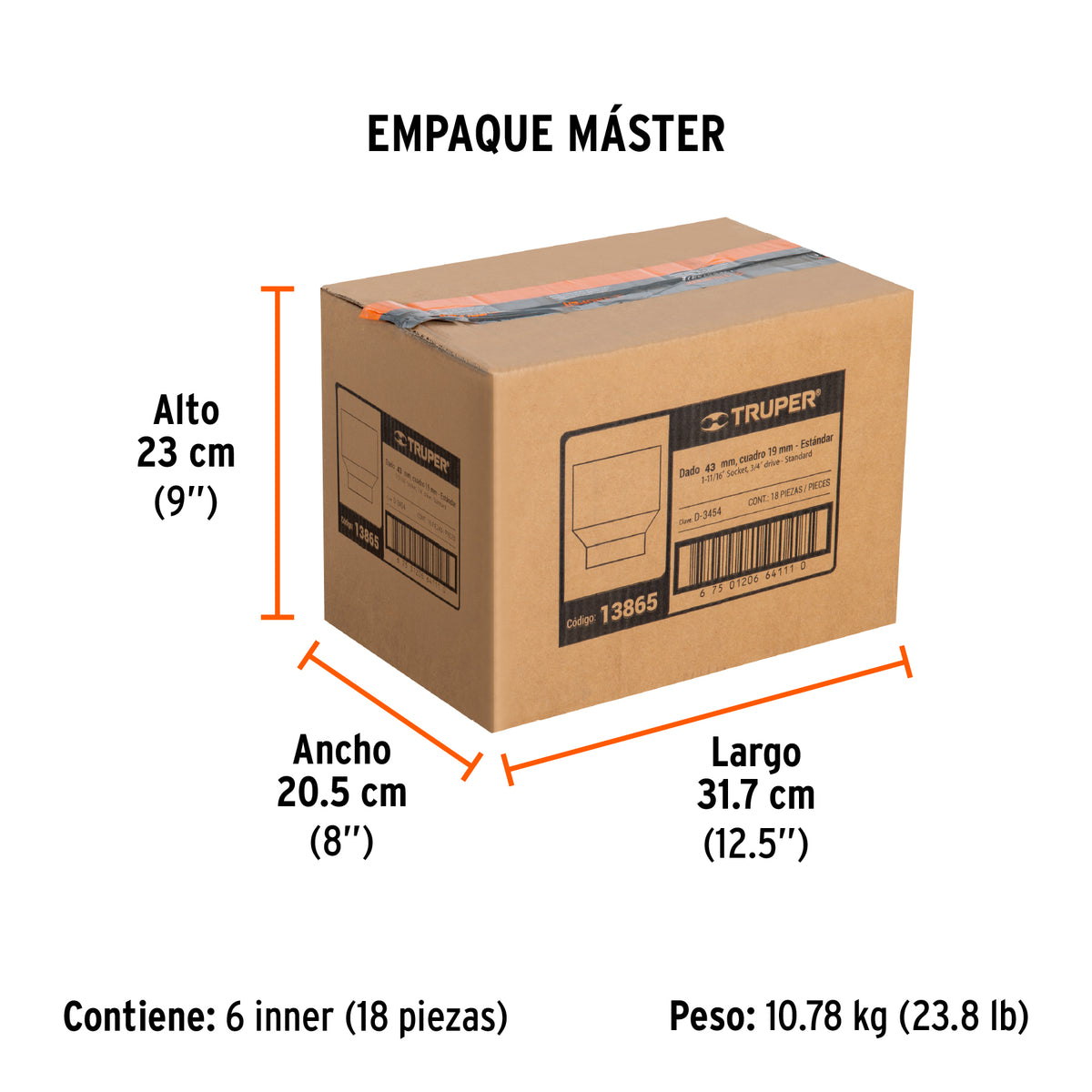 Dado de 12 puntas, cuadro 3/4" de 1-11/16"