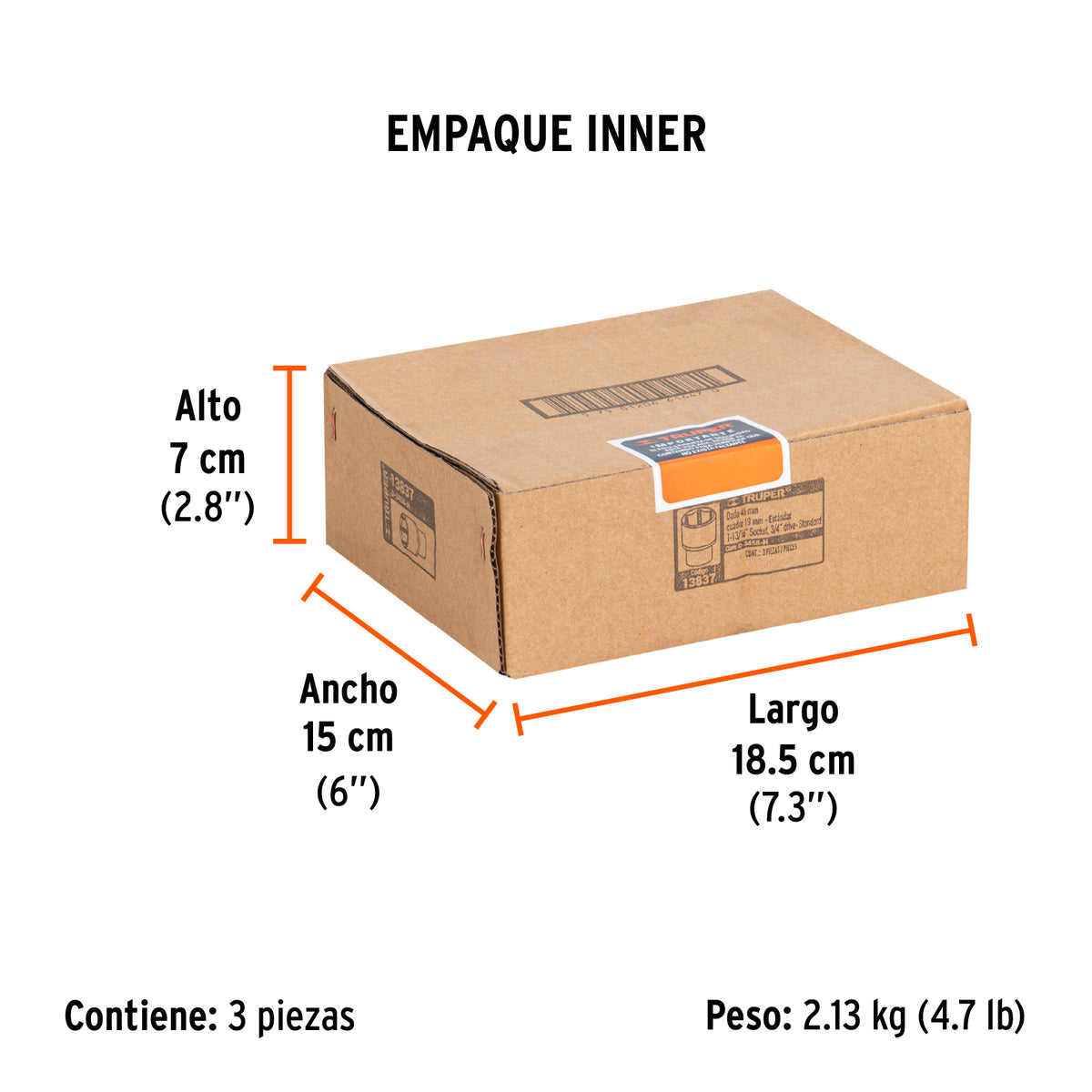 Dado de 6 puntas, cuadro 3/4" de 1-13/16"