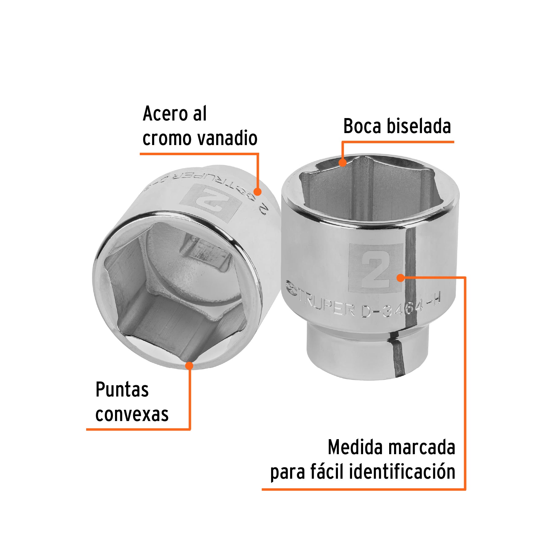 Dado de 6 puntas, cuadro 3/4" de 2"