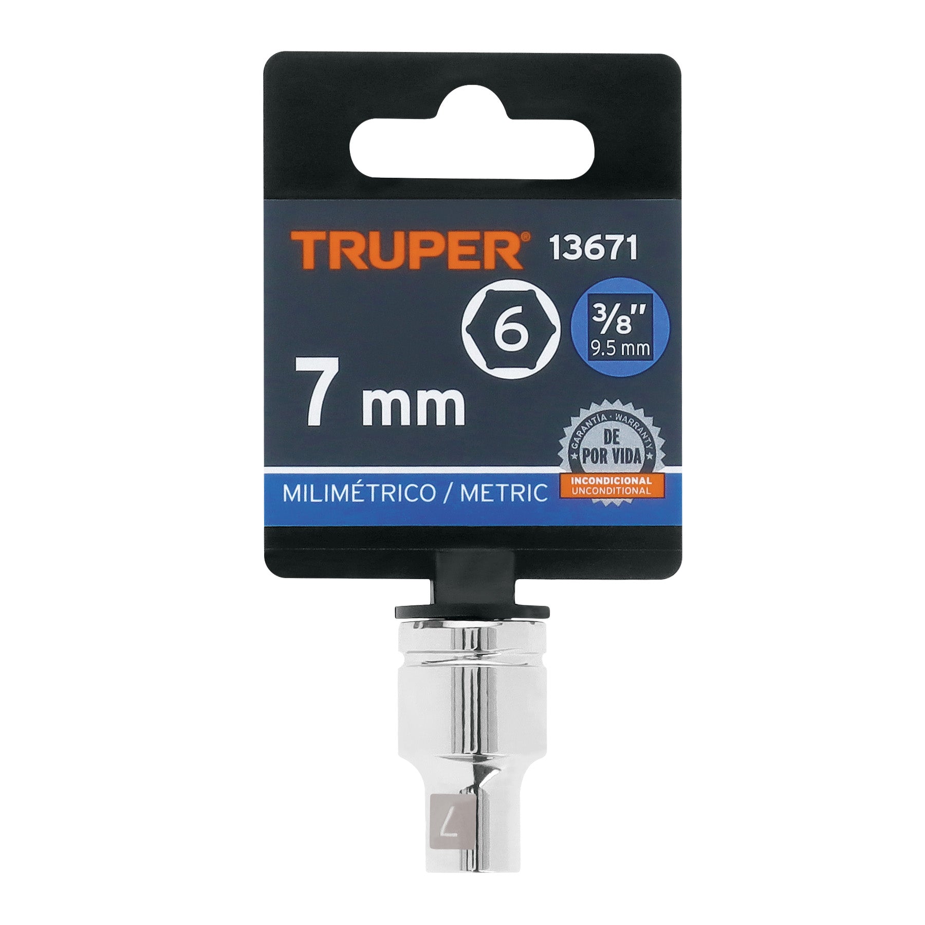 Dado de 6 puntas, cuadro 3/8", de 7mm