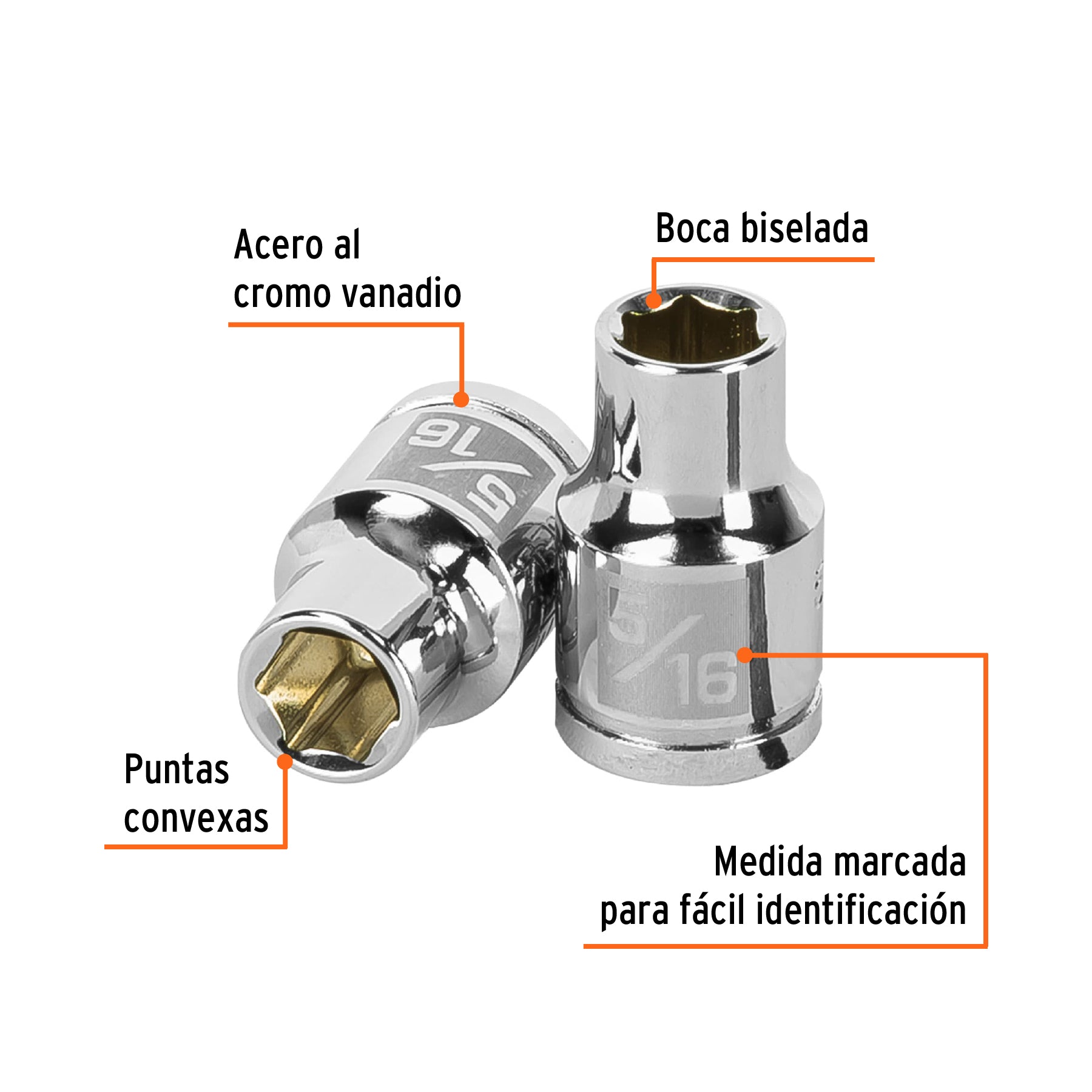Dado de 6 puntas, cuadro 3/8" de 5/16"