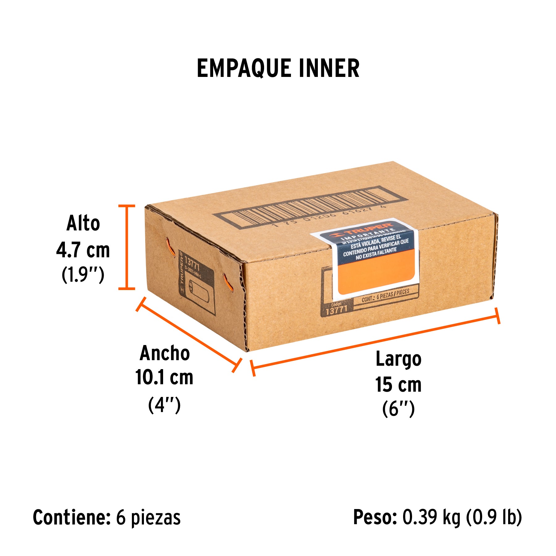 Dado de 6 puntas, largo, cuadro 3/8" de 11mm