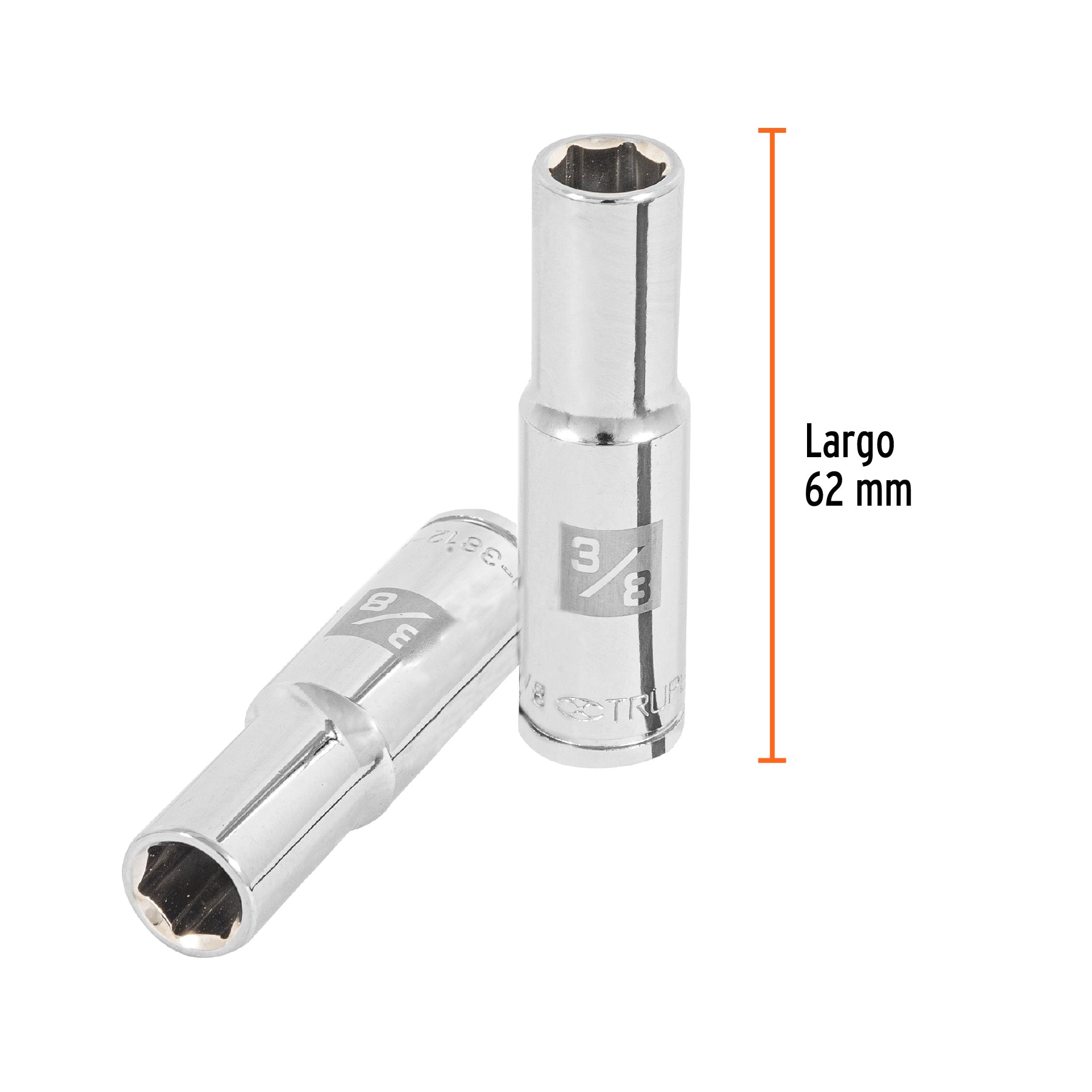 Dado de 6 puntas, largo, cuadro 3/8" de 3/8"