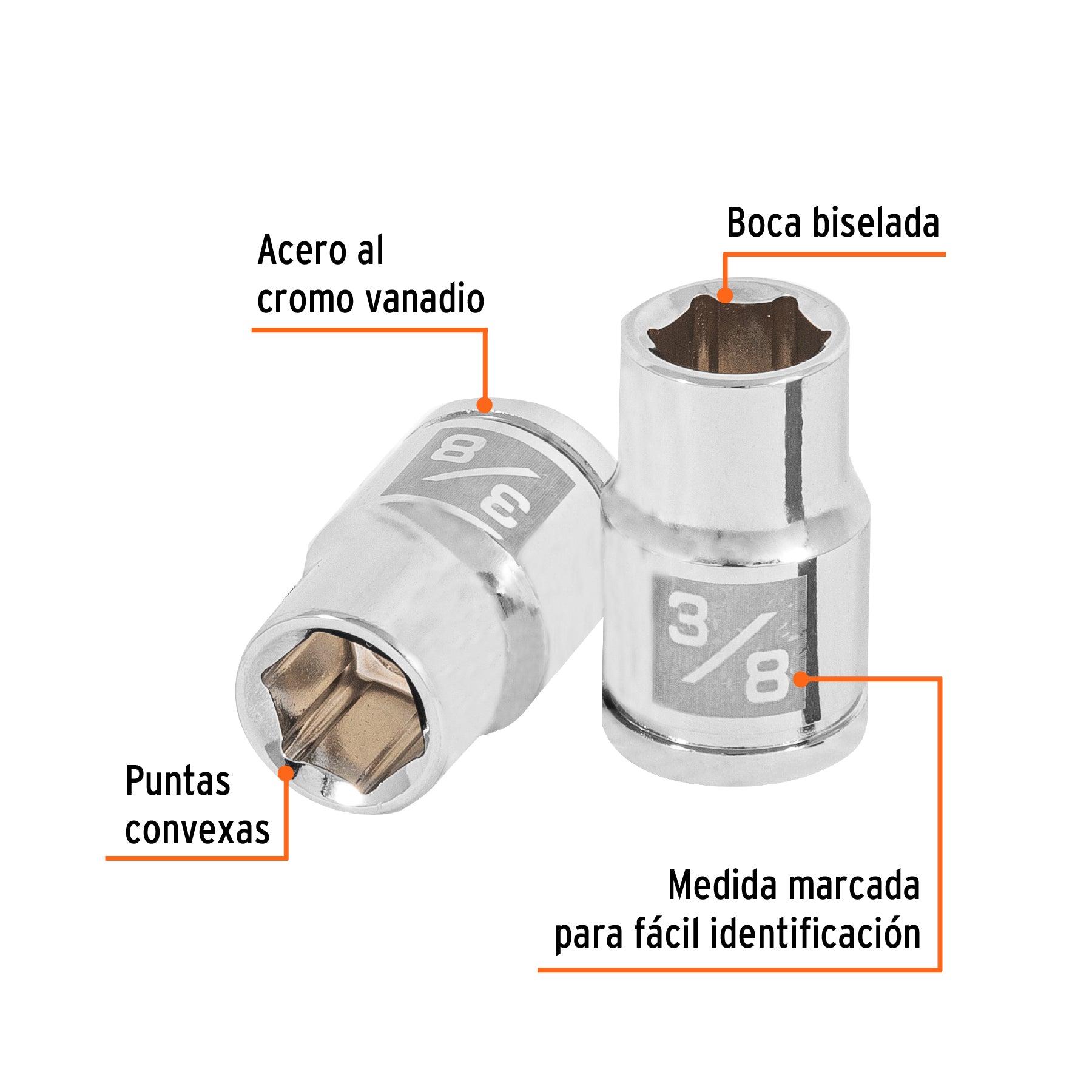 Dado de 6 puntas, cuadro 3/8" de 3/8"