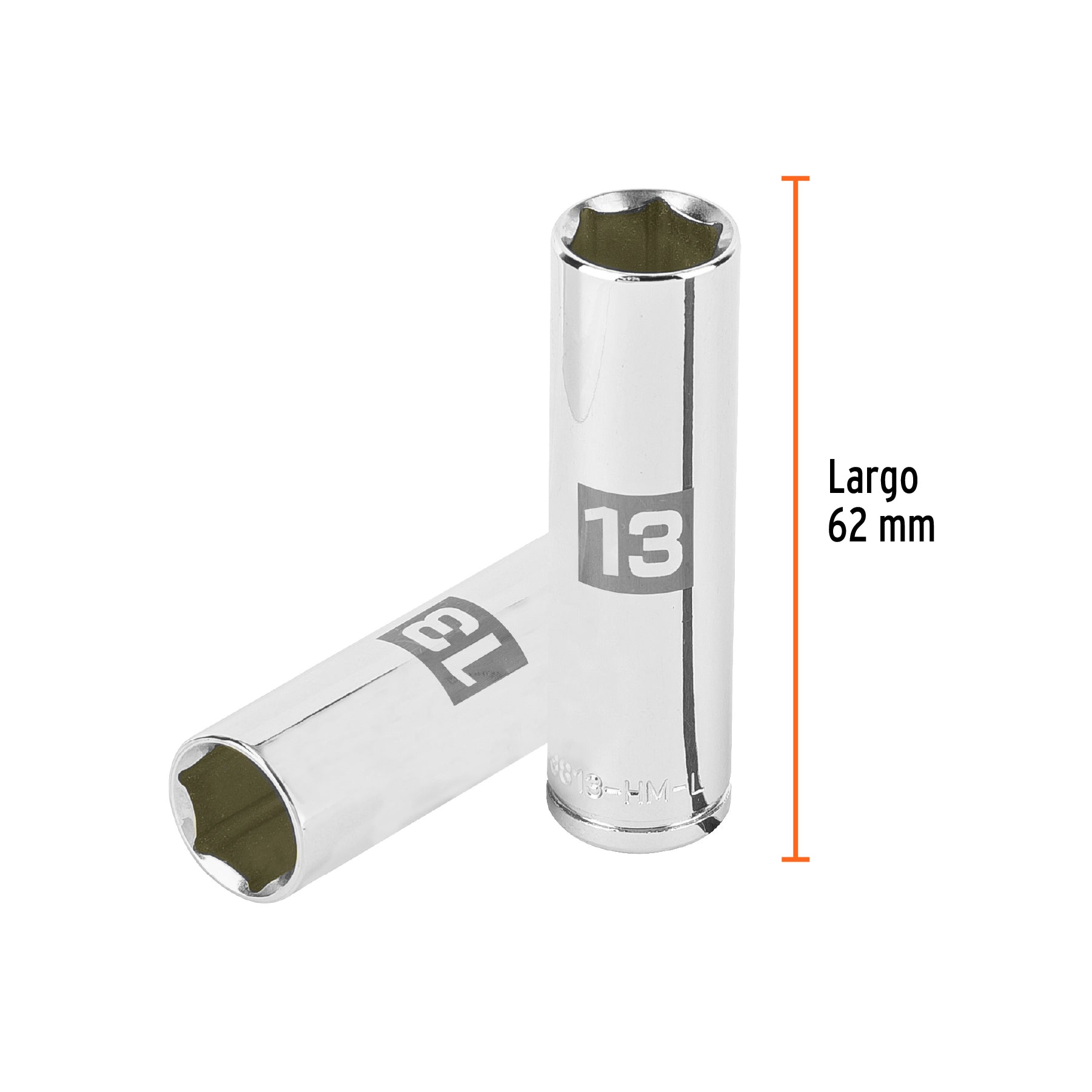 Dado de 6 puntas, largo, cuadro 3/8" de 13mm