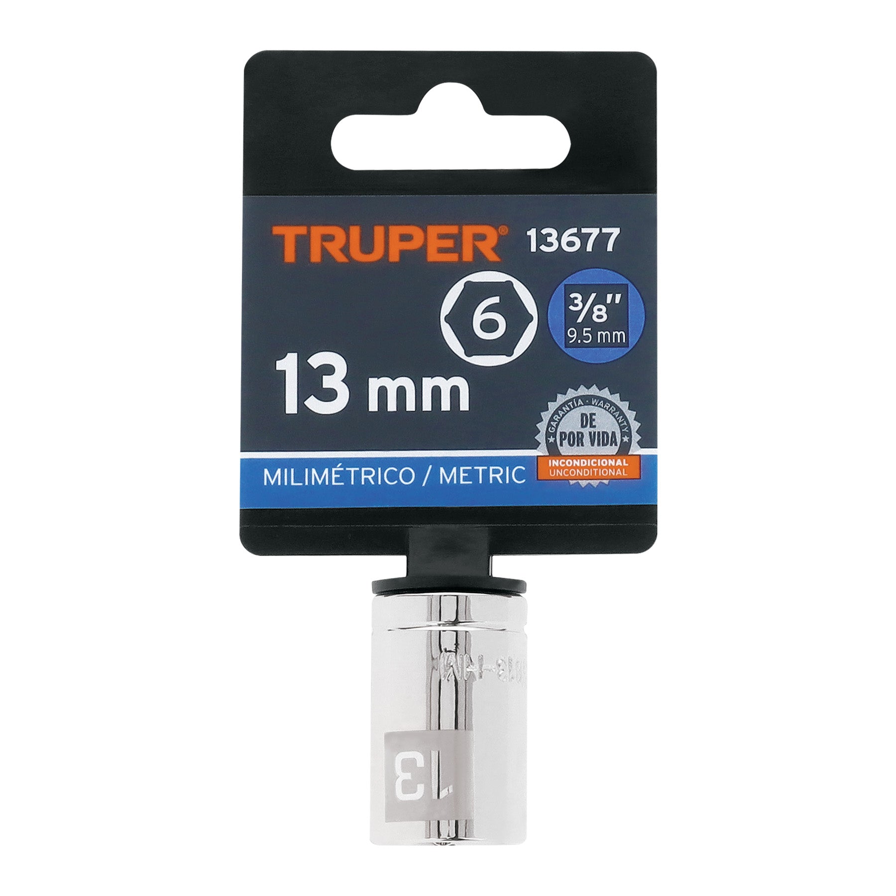 Dado de 6 puntas, cuadro 3/8", de 13mm